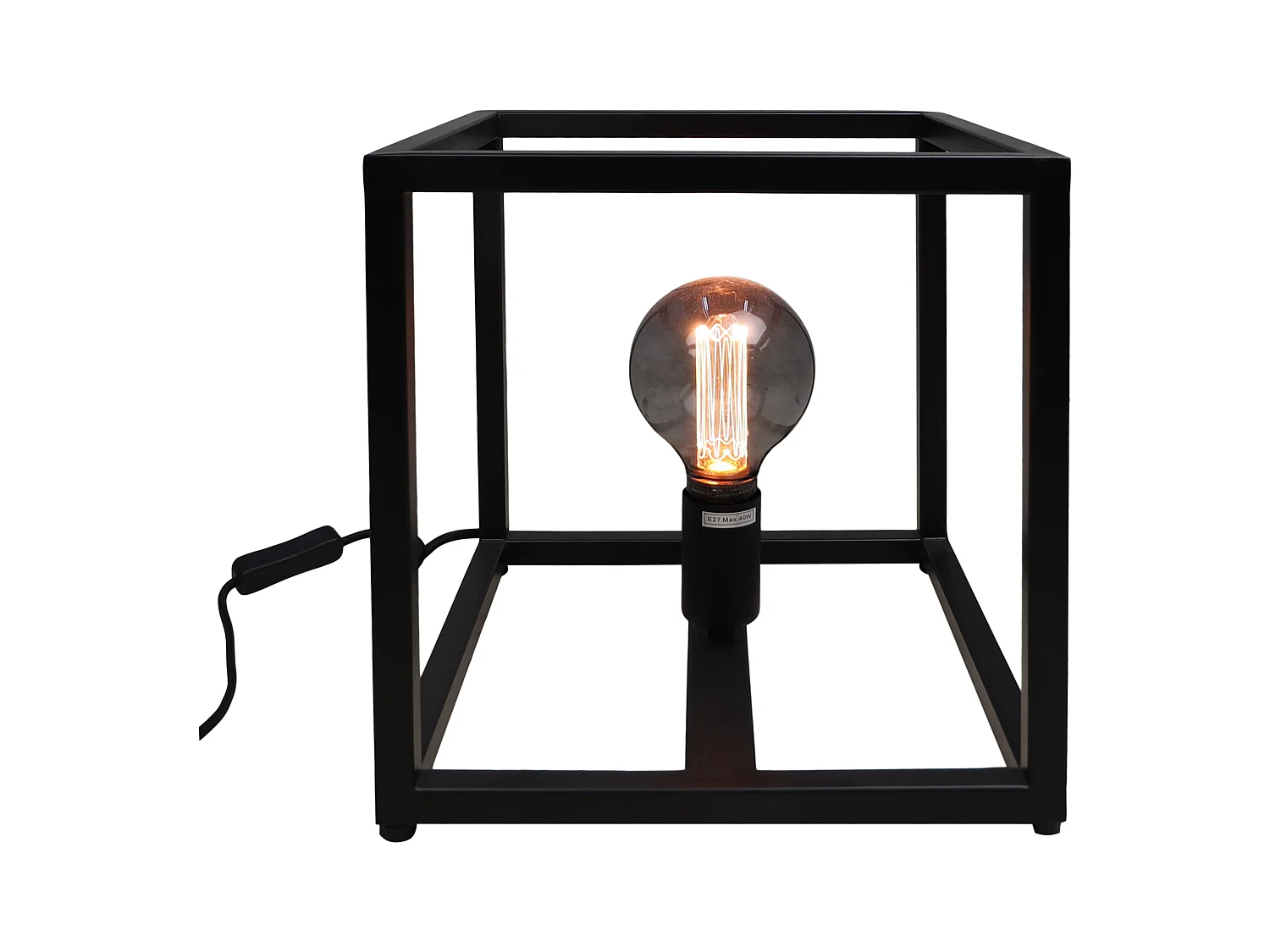 Fremont - Lampe de table carré - Fer - Thermolaqué noir - 26 x 26 x 26 cm