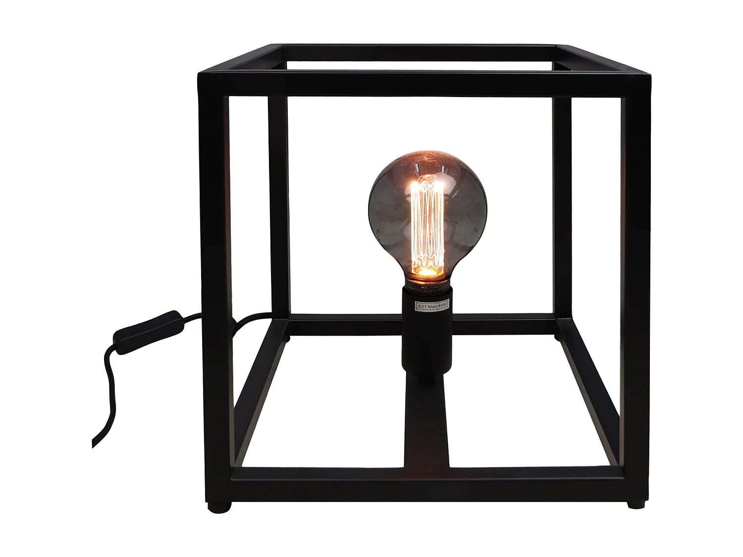 Fremont - Lampe de table carré - Fer - Thermolaqué noir - 26 x 26 x 26 cm
