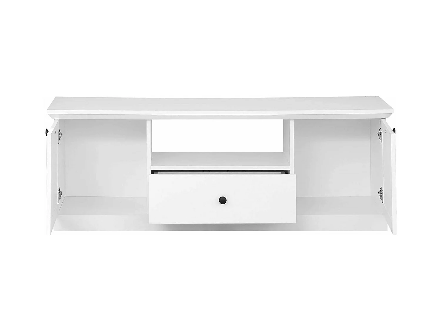 Meuble TV blanc 2 portes 1 tiroir style campagnard moderne Valex 139cm