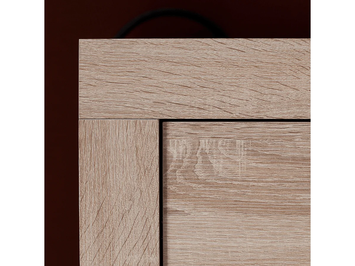 Grande composition TV avec éclairage décor chêne naturel L291 cm - MONDEO