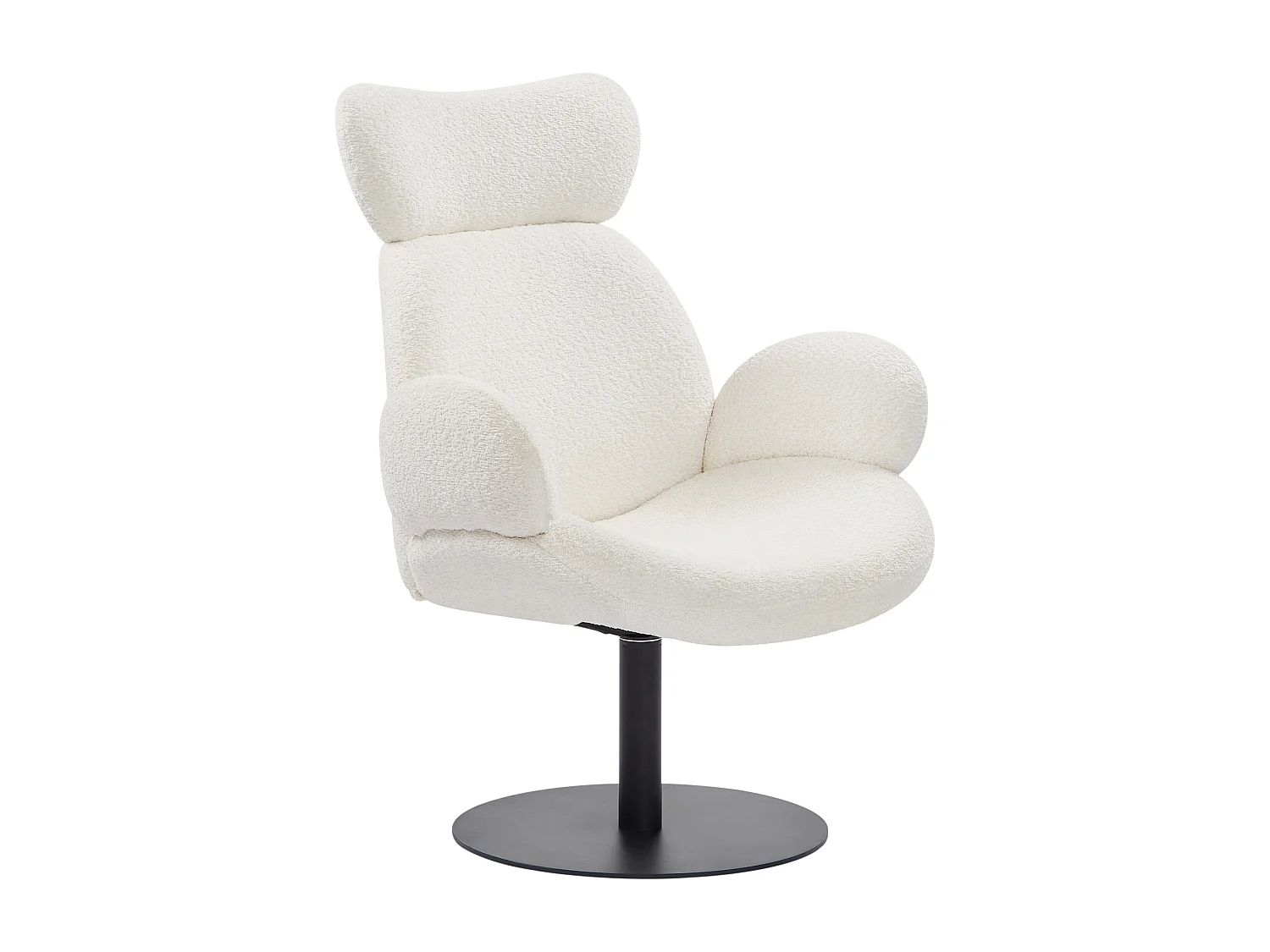 Fauteuil pivotant en tissu bouclette blanc ATORCO