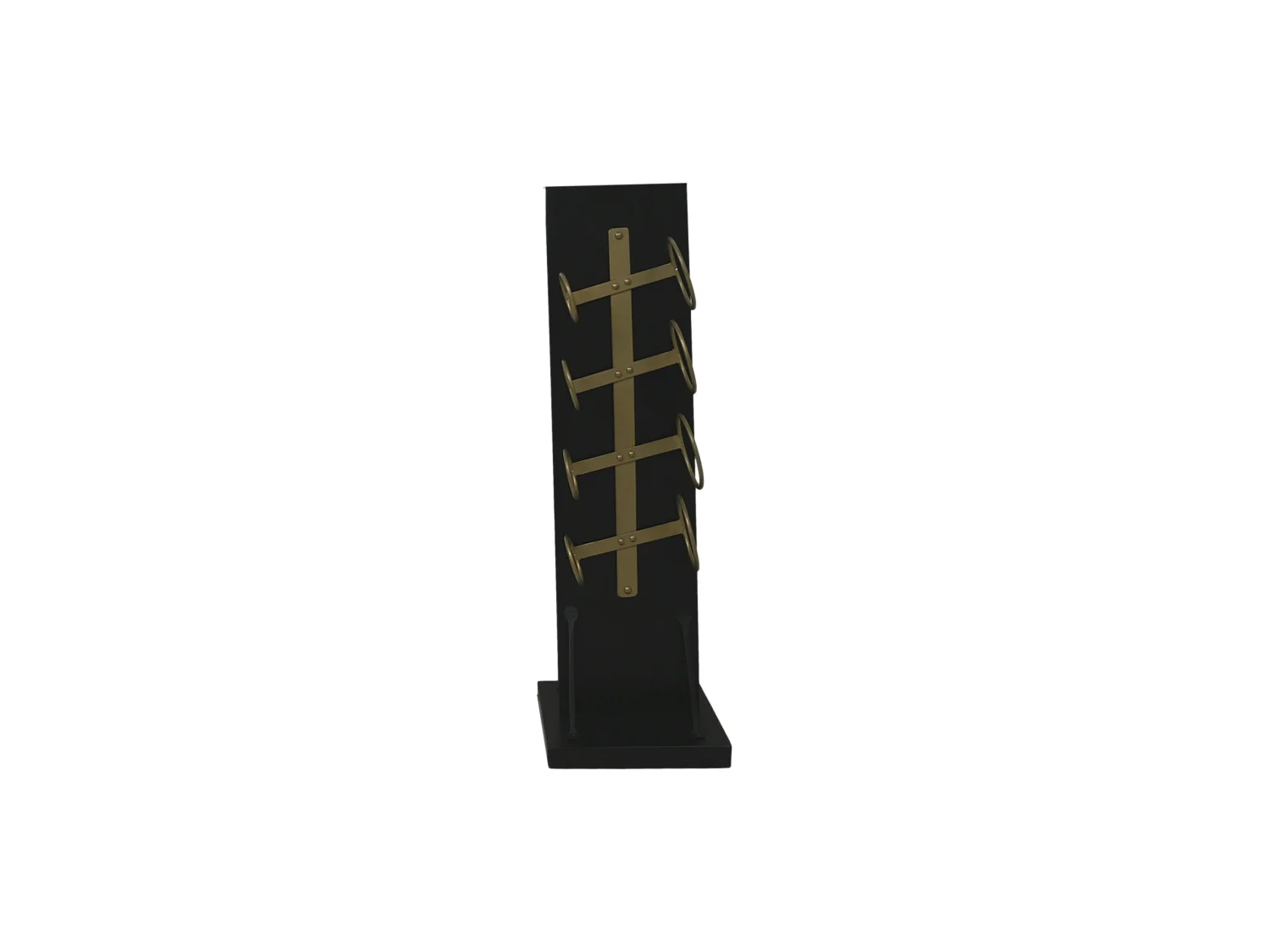 Porte-vin debout 4 bouteilles - 25x25x80 - Noir-Doré - Mangowood-Métal