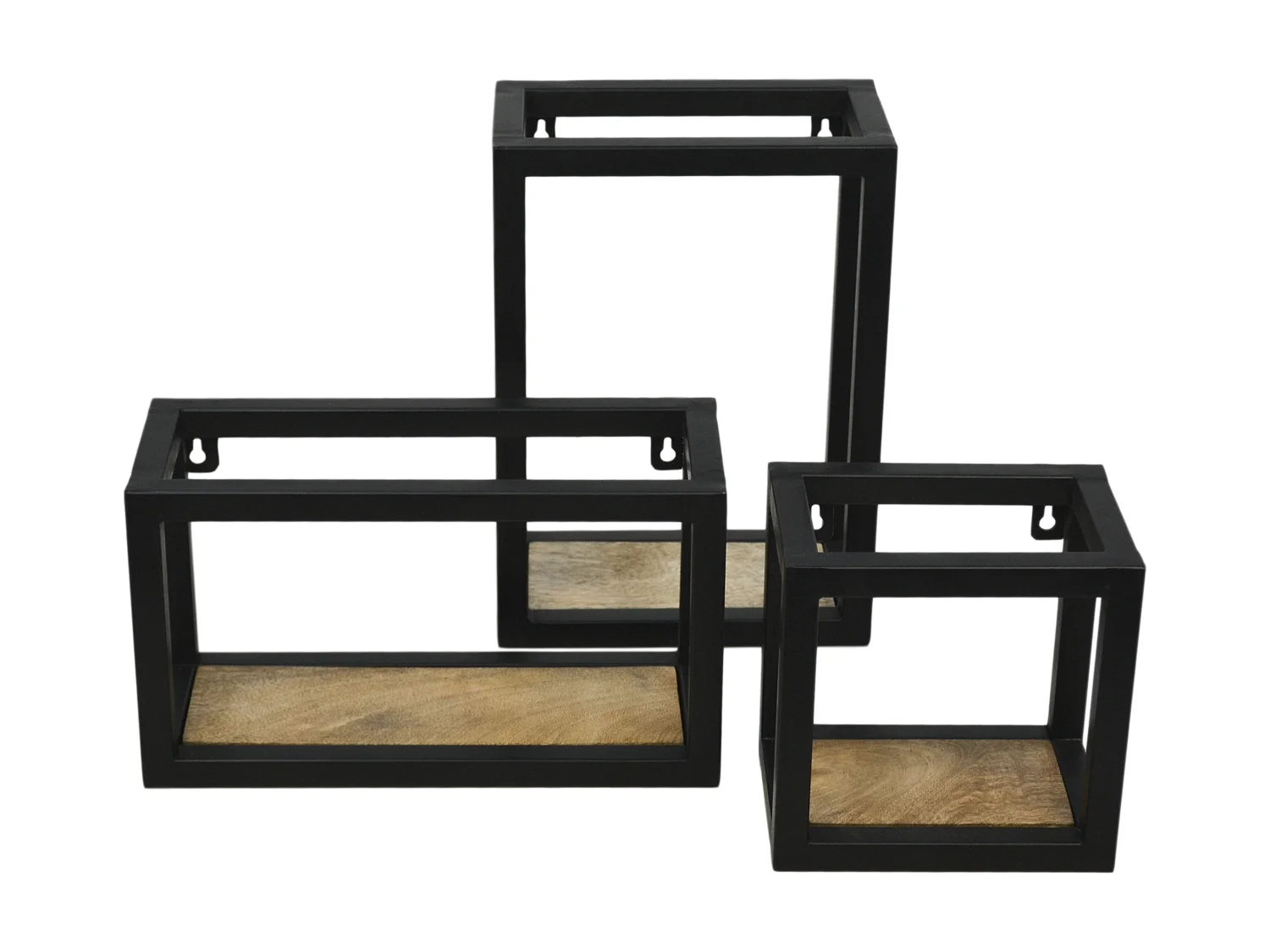 Étagère murale - bois de manguier et fer - coloris naturel et noir - 25 x 14 x 35 cm