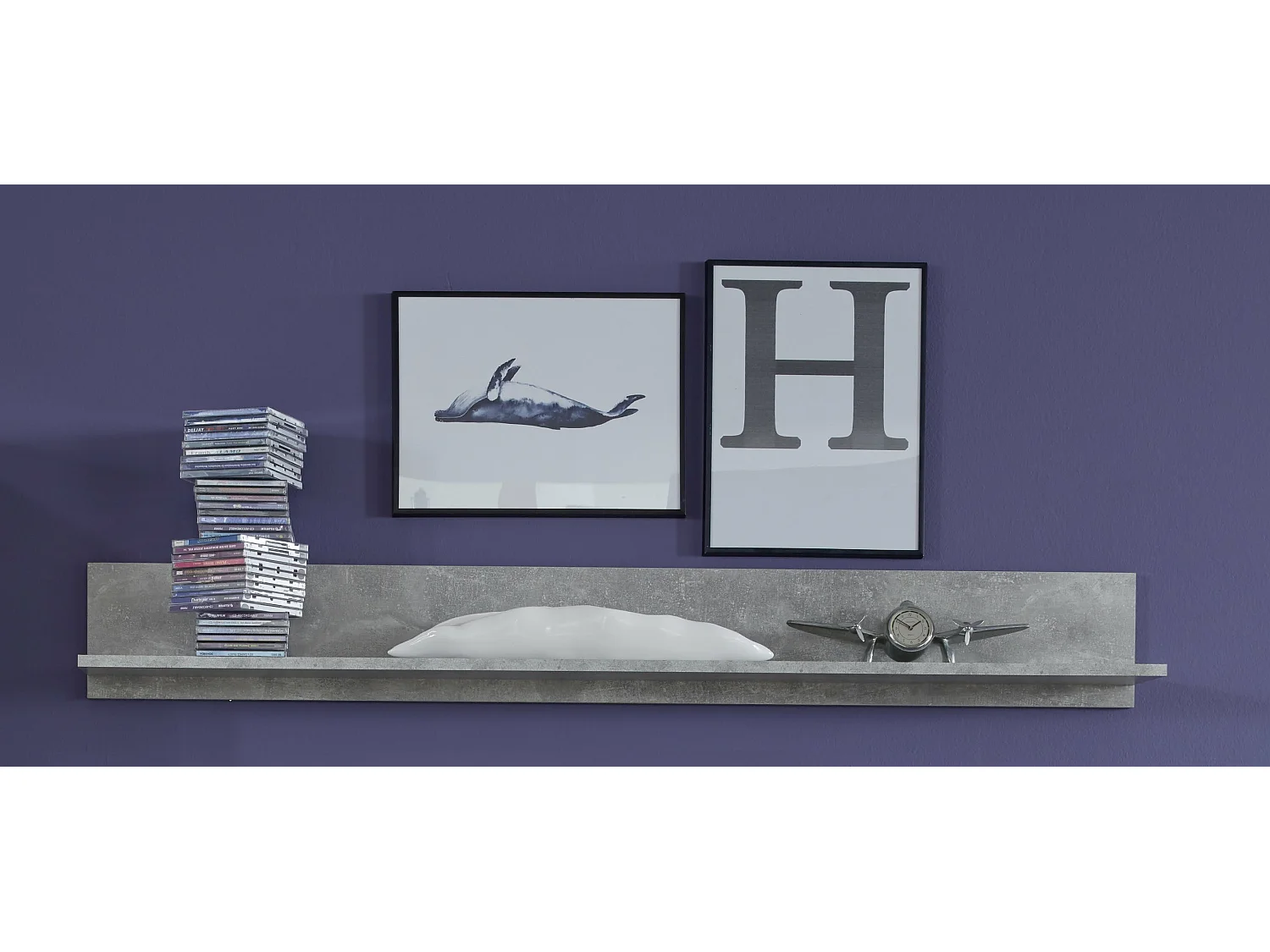 ROCK - Meuble salon/séjour. Tablette murale en mélaminé gris. L-H-P : 148 - 19 - 18 cm