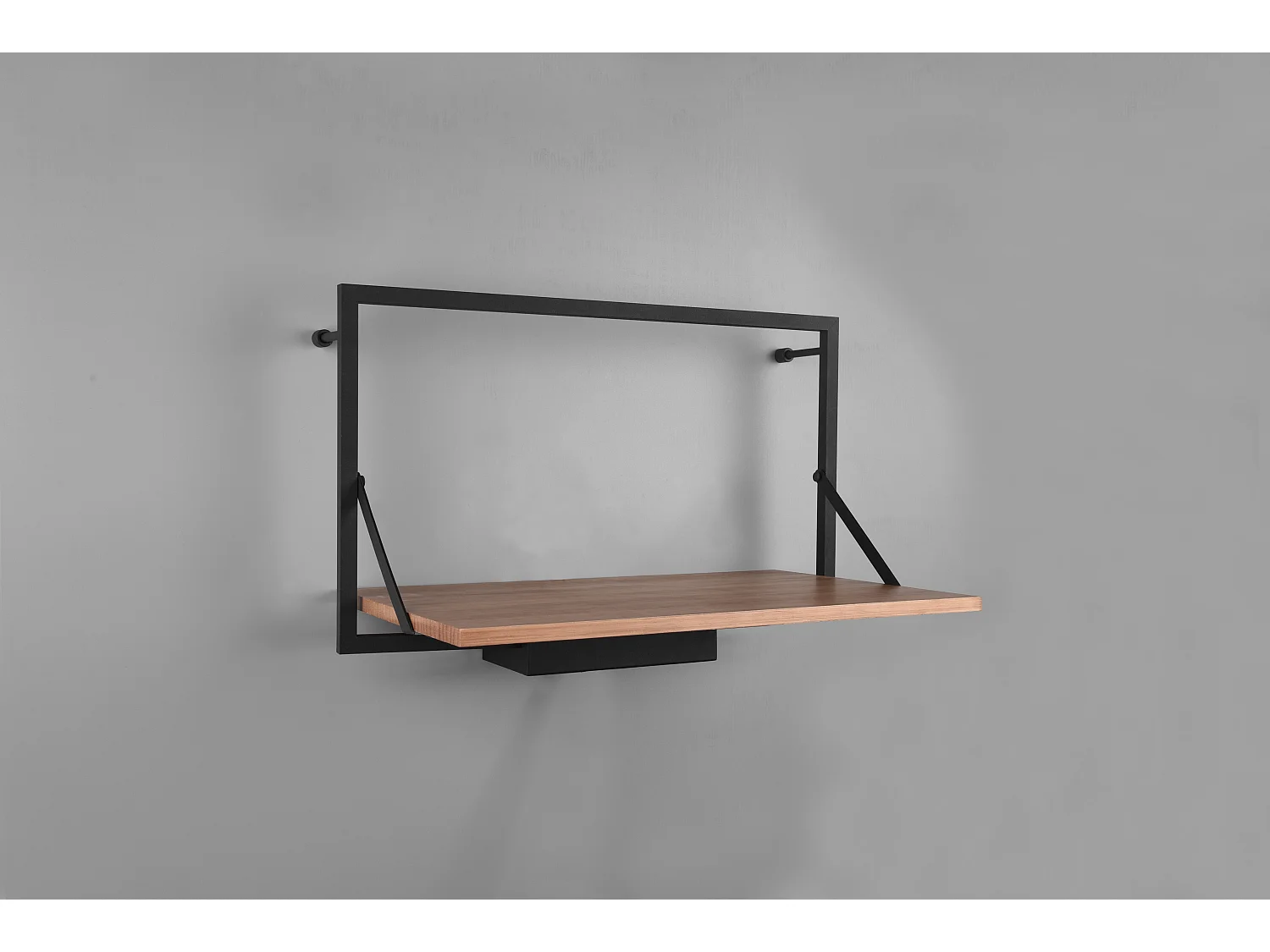 Leonie - Étagère murale avec bande LED - Naturel/Noir - 30x50cm