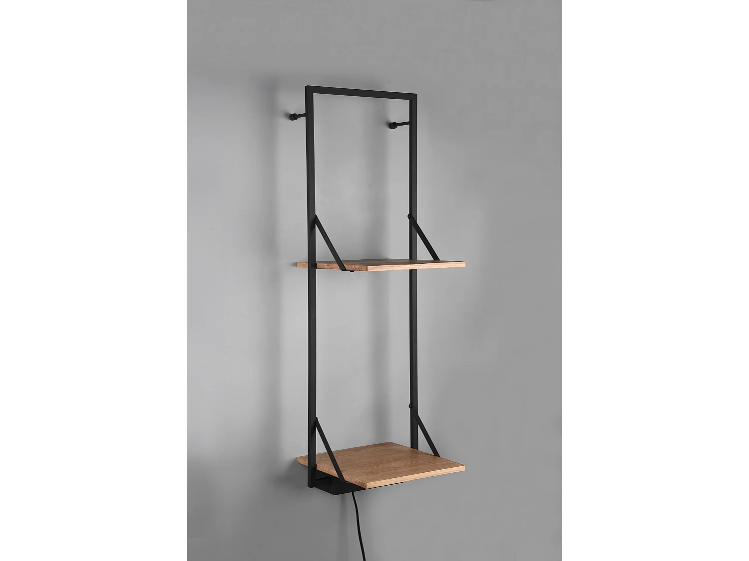 Leonie - Étagère murale avec bande LED - Naturel/Noir - 94x32cm