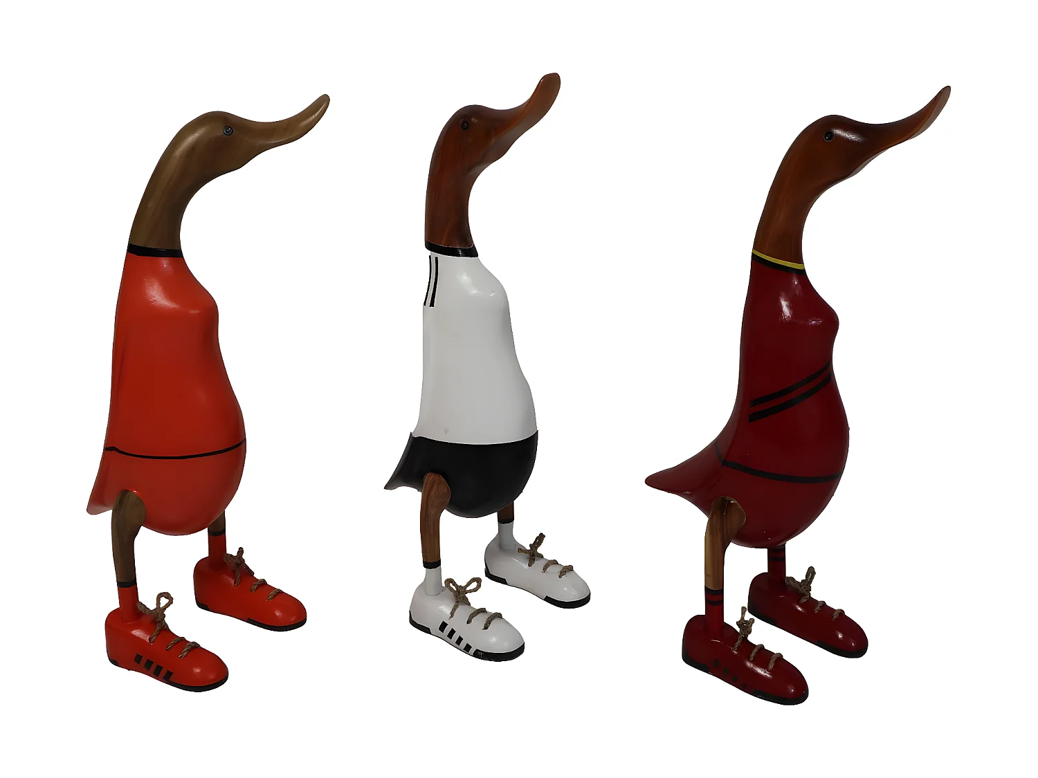 Figurine de canard champion d'Allemagne - 12x18x44 - Naturel-noir-blanc - Bambou