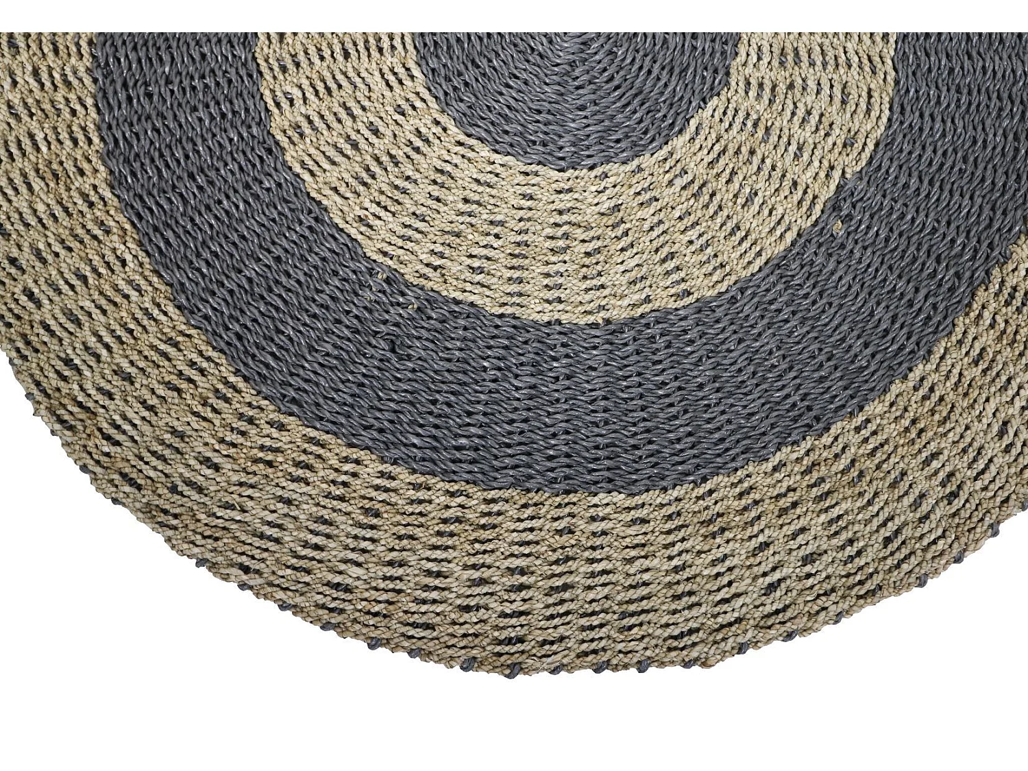 Tapis rond - ø100 - Raphia/Herbe de mer - Naturel/gris