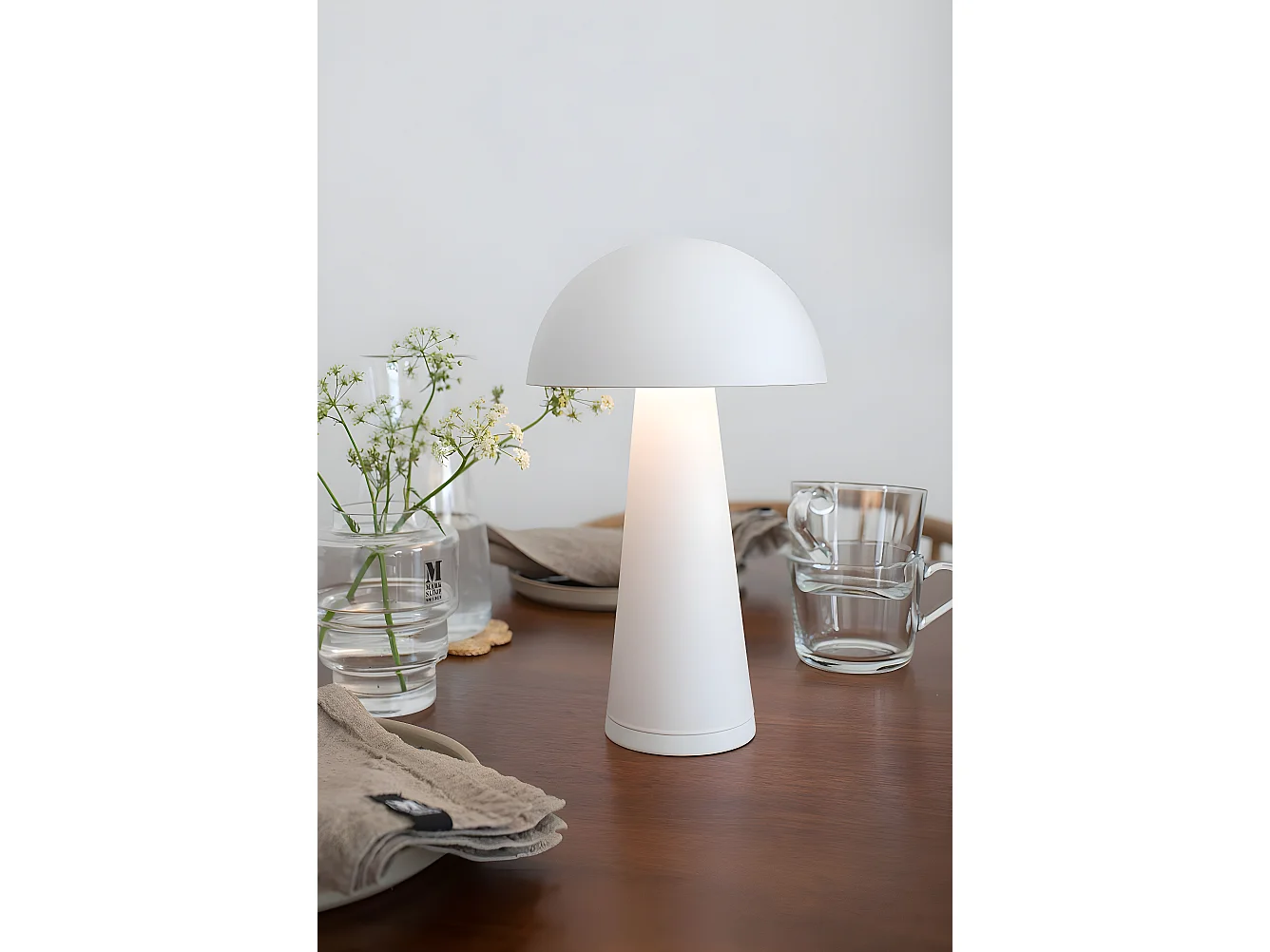 Champignons Rechargeable Table Lampe Matt White