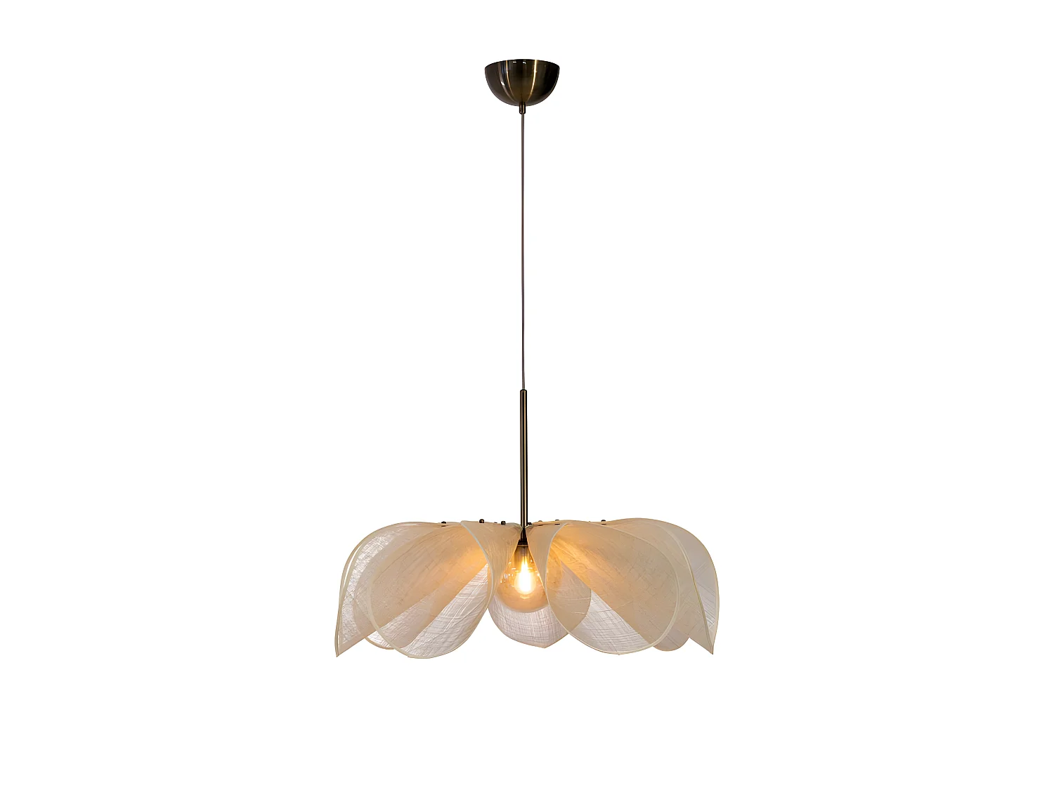 Stryra Pendant lampe 1l 75cm beige / laiton antique / ambre