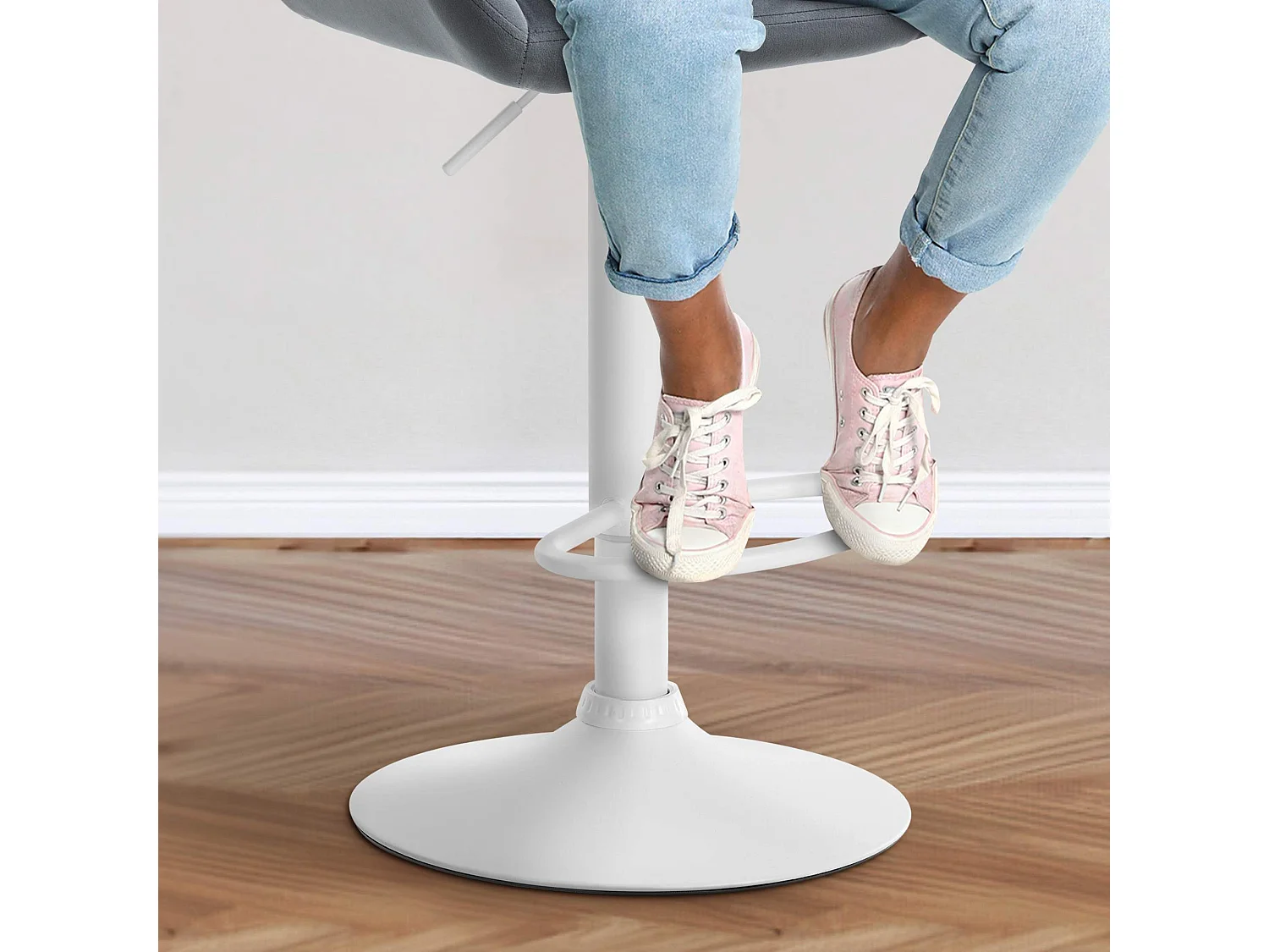 Tabouret de bar - Velours & Blanc - Gris foncé - Braga