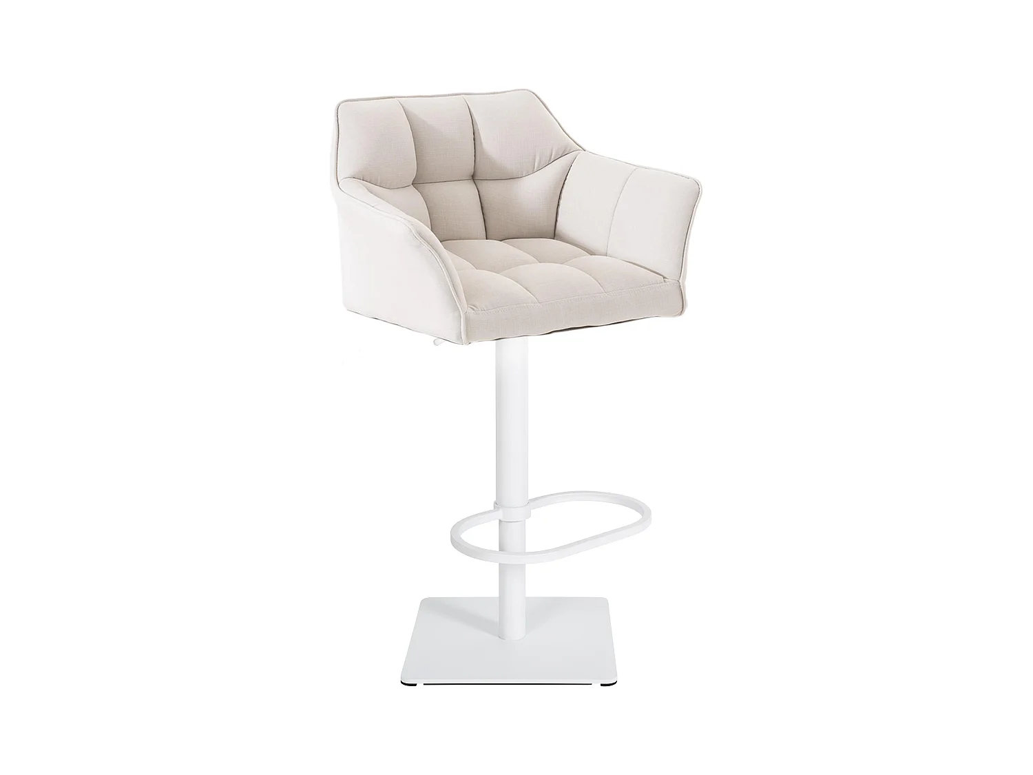 Tabouret de bar - Tissu & Blanc - Blanc - Damaso