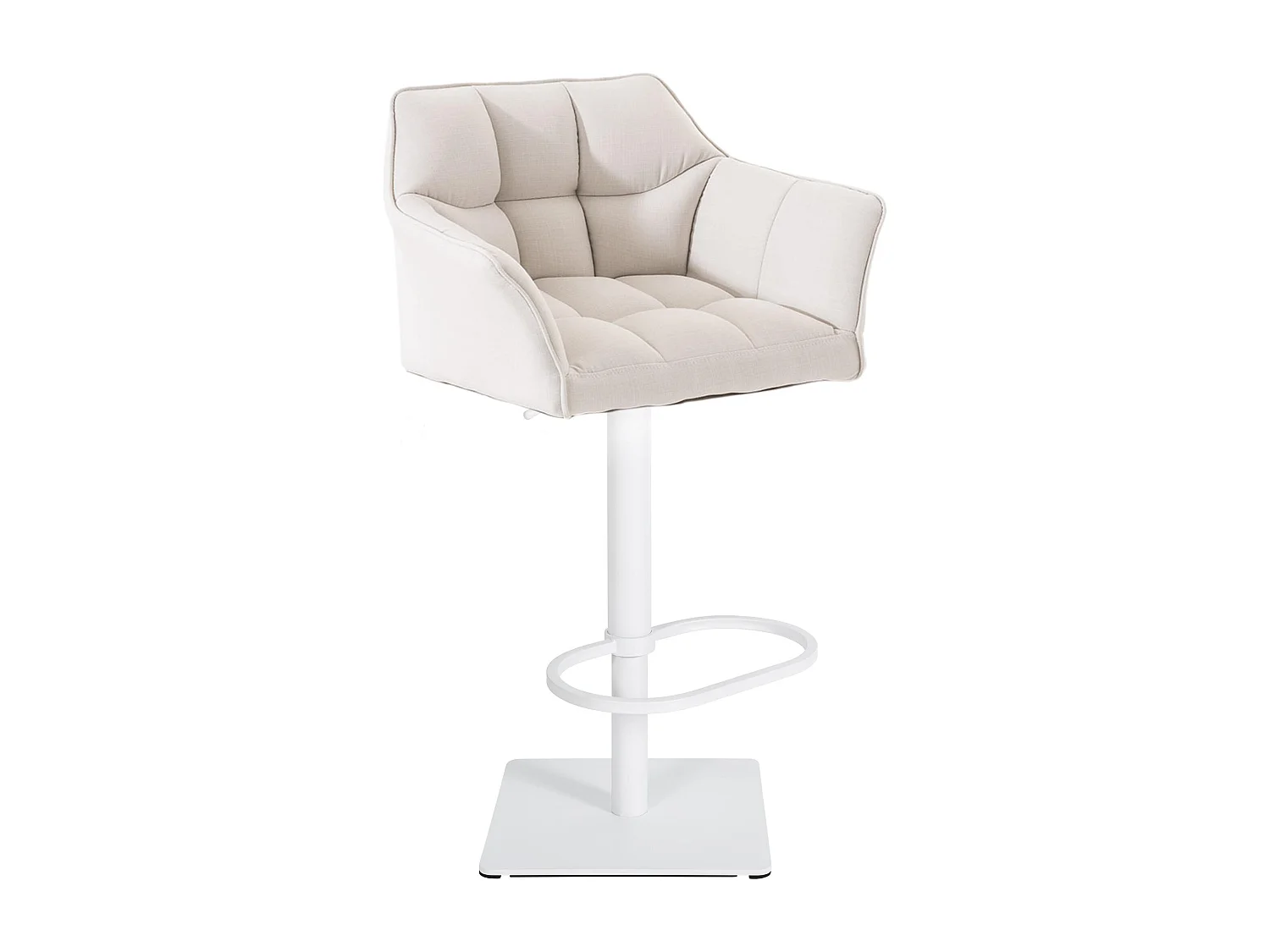 Tabouret de bar - Tissu & Blanc - Blanc - Damaso