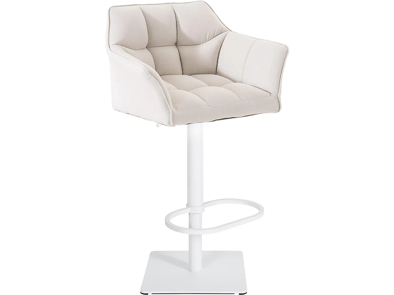 Tabouret de bar - Tissu & Blanc - Blanc - Damaso