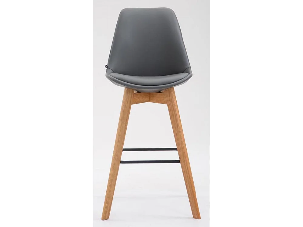 Lot de 2  Tabouret de bar - Similicuir & Bois - Gris - Metz