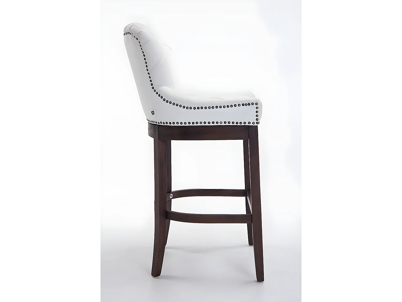 Lot de 2  Tabouret de bar - Véritable cuir & Bois - Blanc - Lakewood