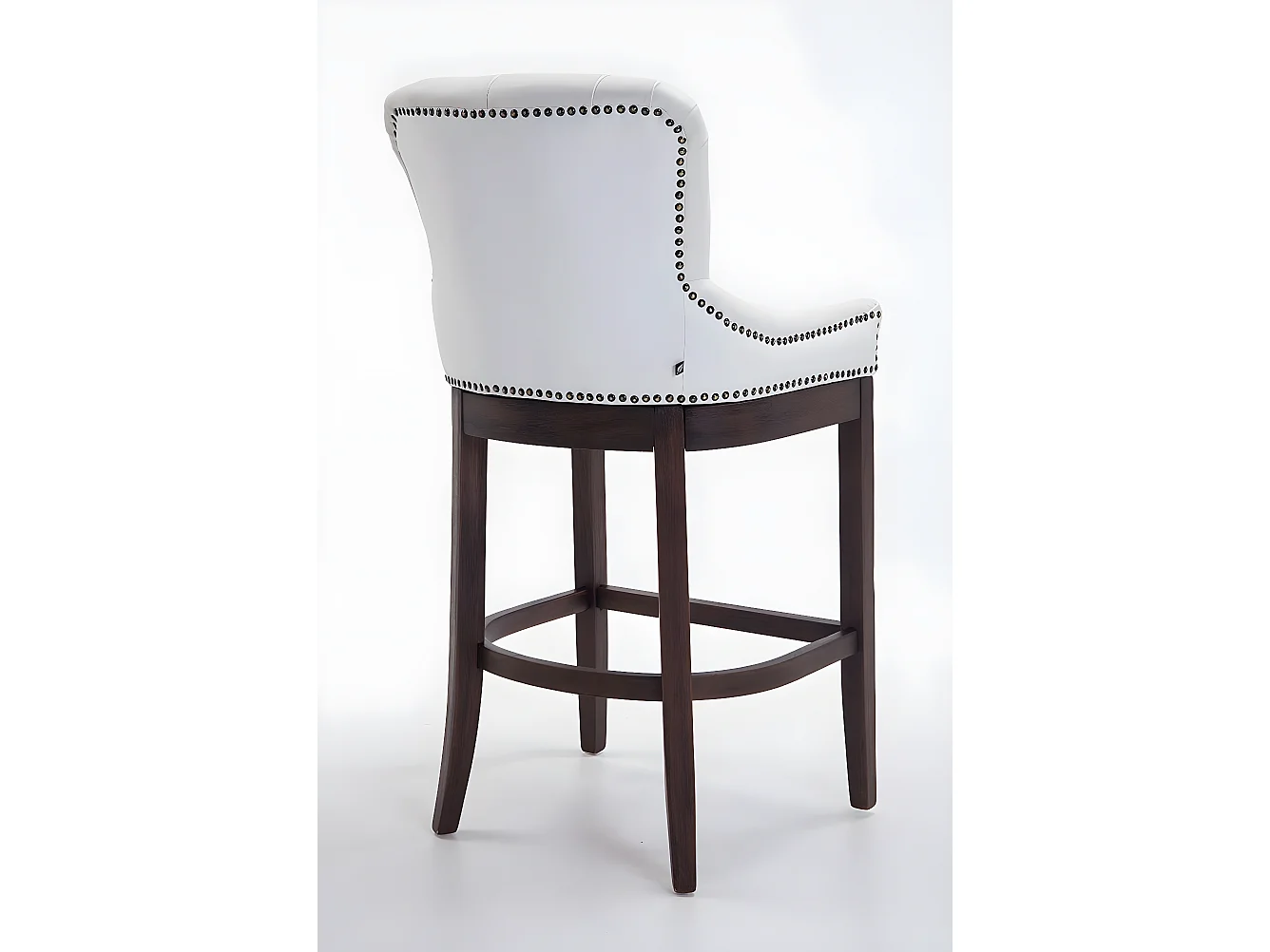 Lot de 2  Tabouret de bar - Véritable cuir & Bois - Blanc - Lakewood