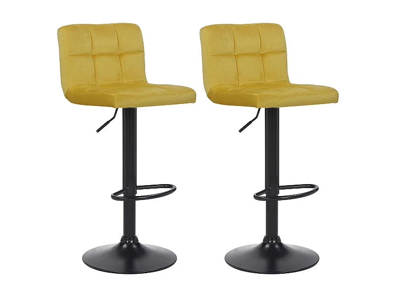 Lot de 2  Tabouret de bar - Velours - Jaune - Feni