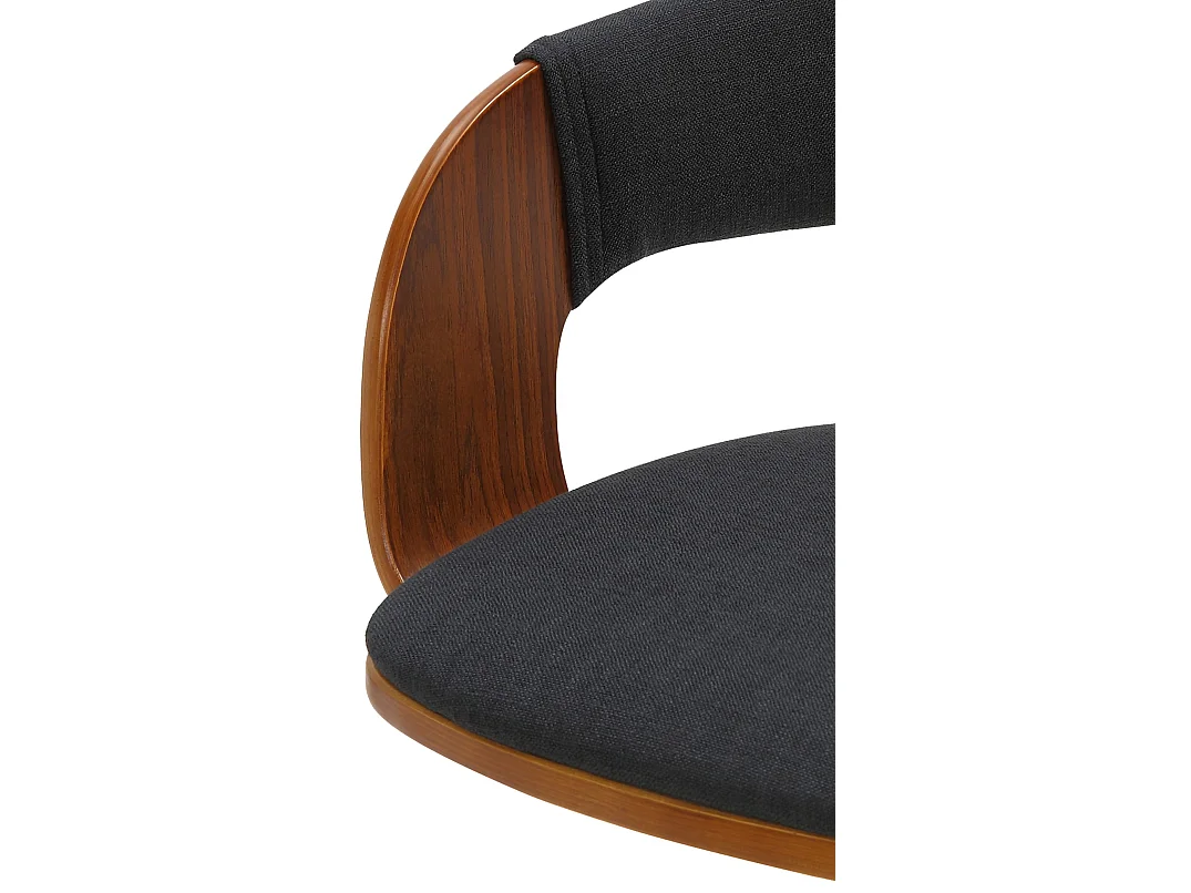 Tabouret de bar - Tissu & Chrome - Noyer / Noir - Nilse