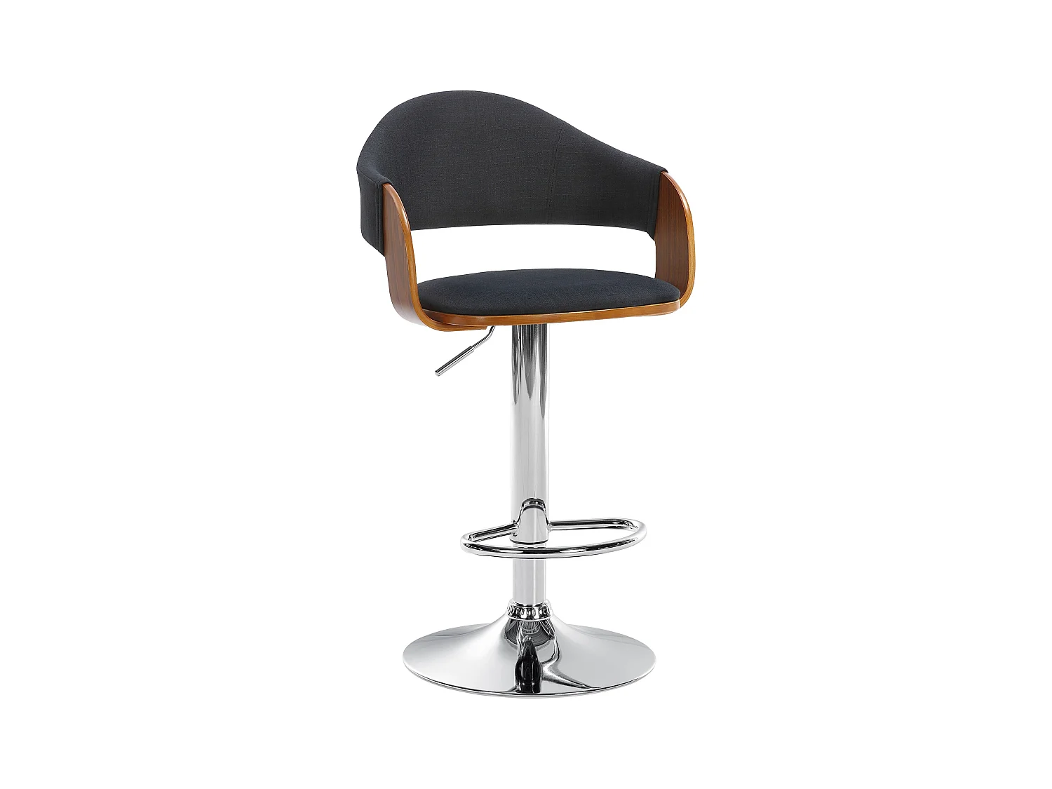 Tabouret de bar - Tissu & Chrome - Noyer / Noir - Nilse