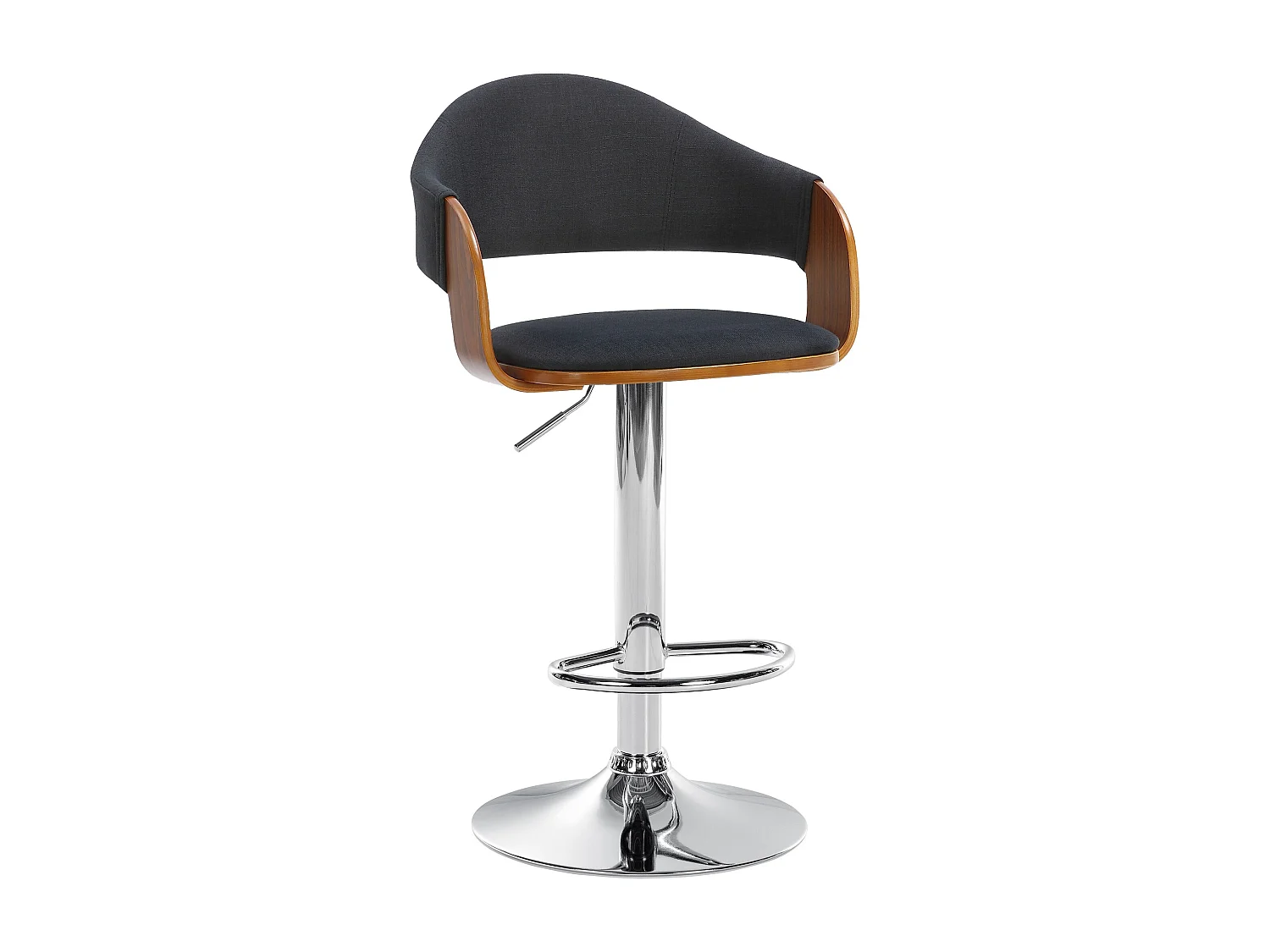 Tabouret de bar - Tissu & Chrome - Noyer / Noir - Nilse