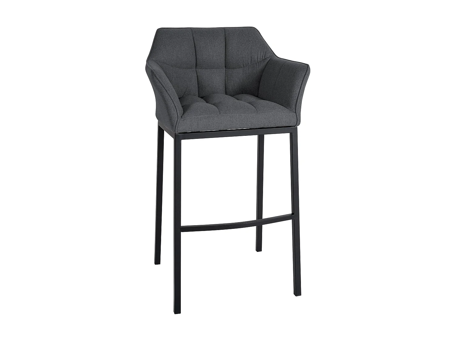 Tabouret de bar - Feutrine & Noir - Gris - Damaso