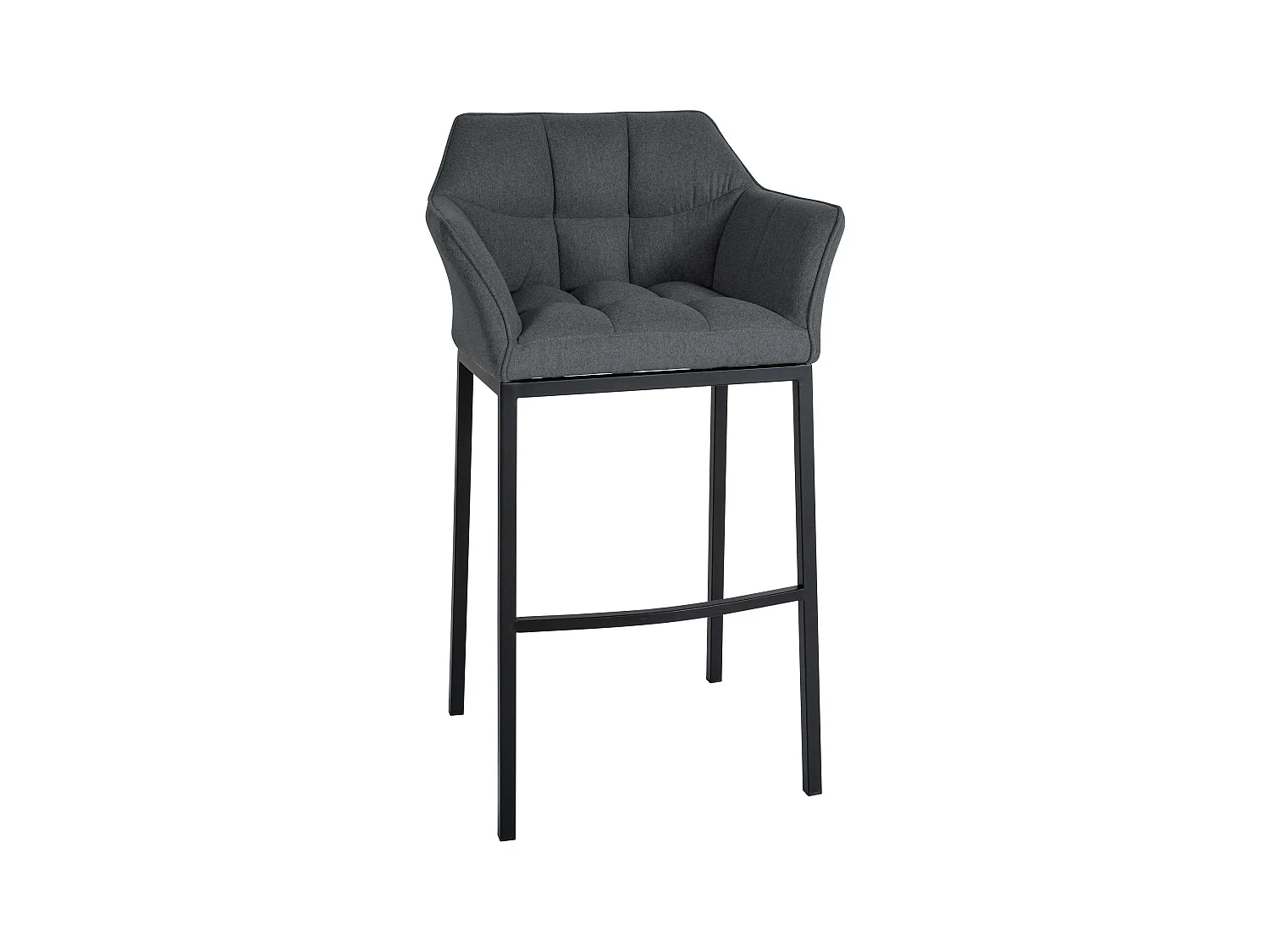 Tabouret de bar - Feutrine & Noir - Gris - Damaso
