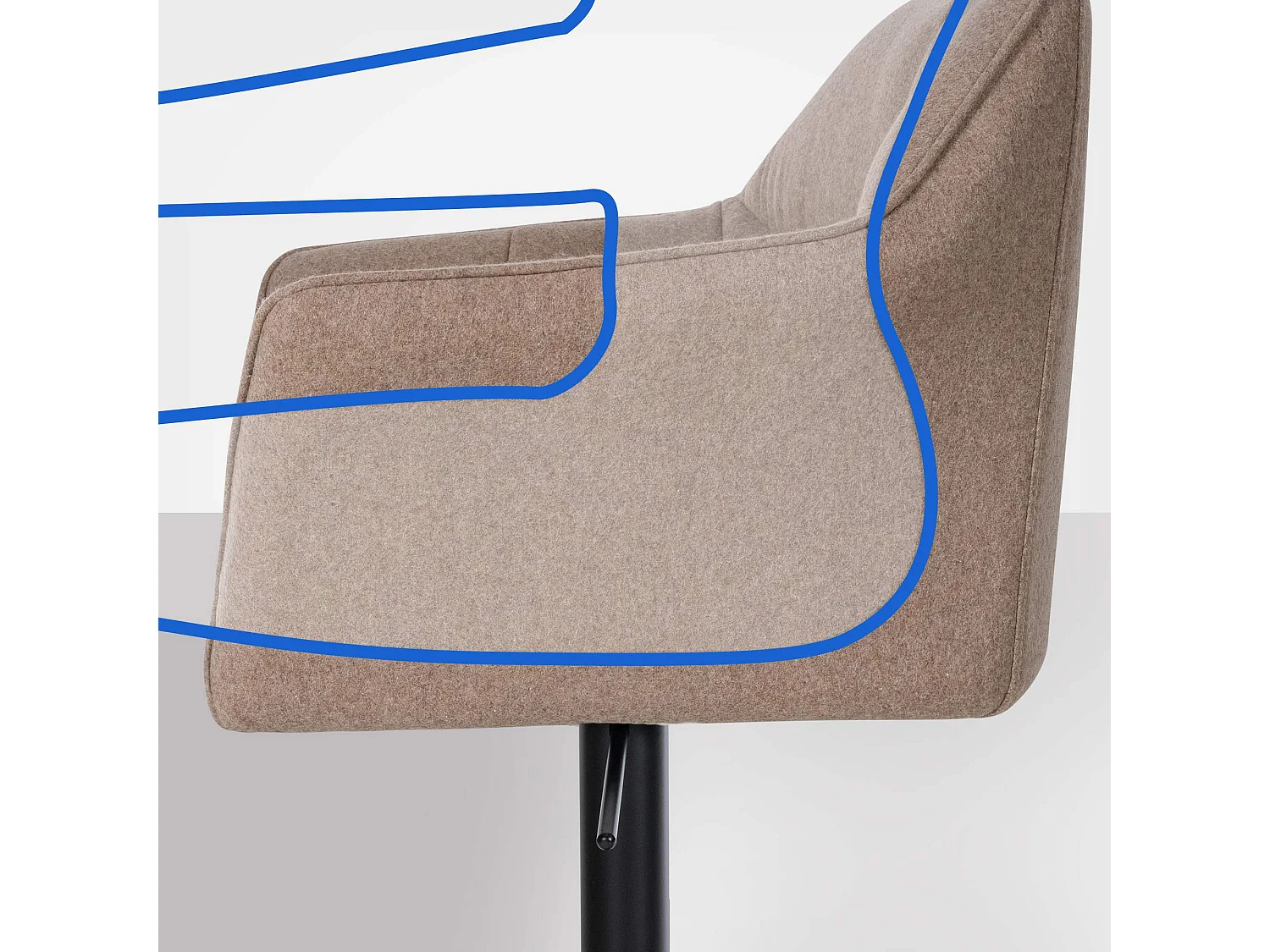 Tabouret de bar - Feutrine & Noir - Taupe - Damaso