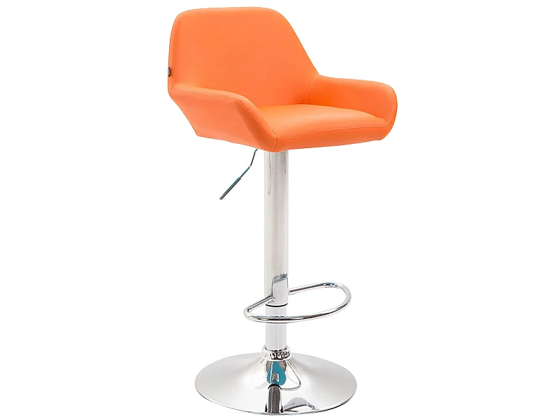 Tabouret de bar - Similicuir & Chrome - Orange - Braga