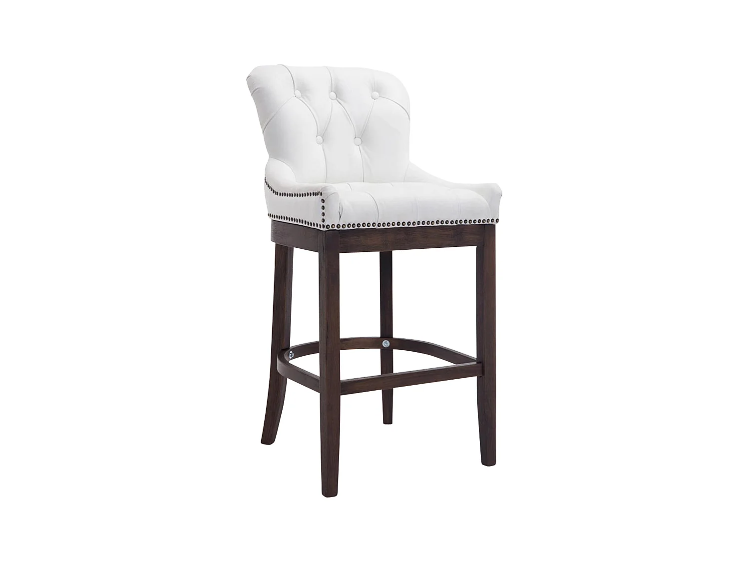 Tabouret de bar - Véritable cuir & Bois - Blanc - Lakewood