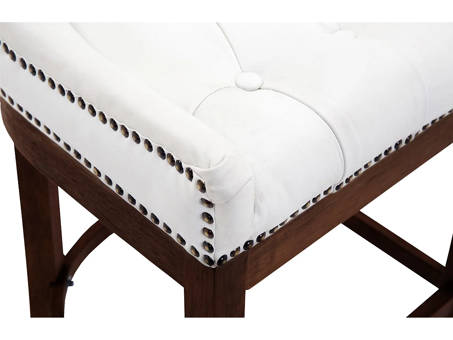 Tabouret de bar - Véritable cuir & Bois - Blanc - Lakewood