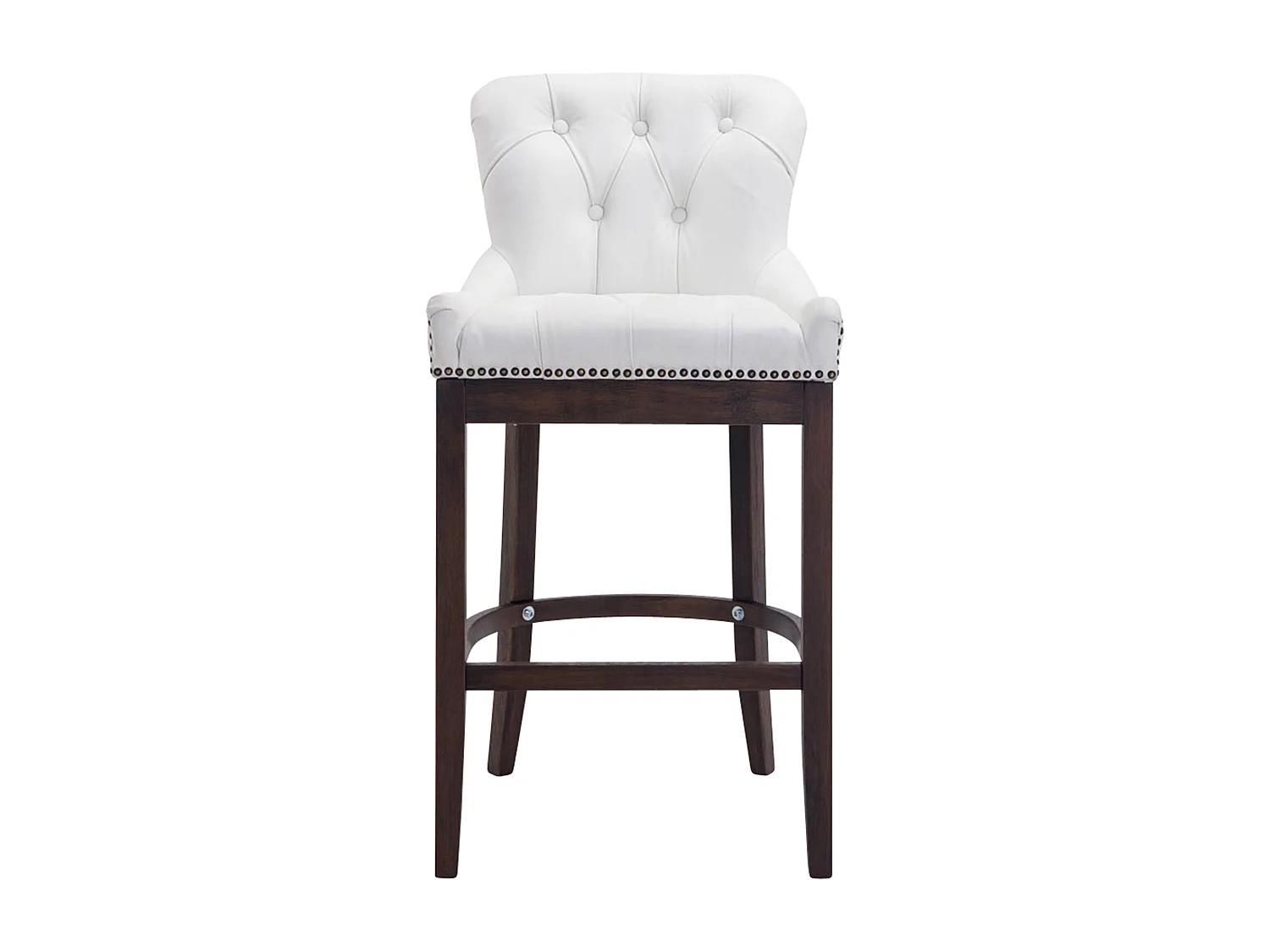 Tabouret de bar - Véritable cuir & Bois - Blanc - Lakewood