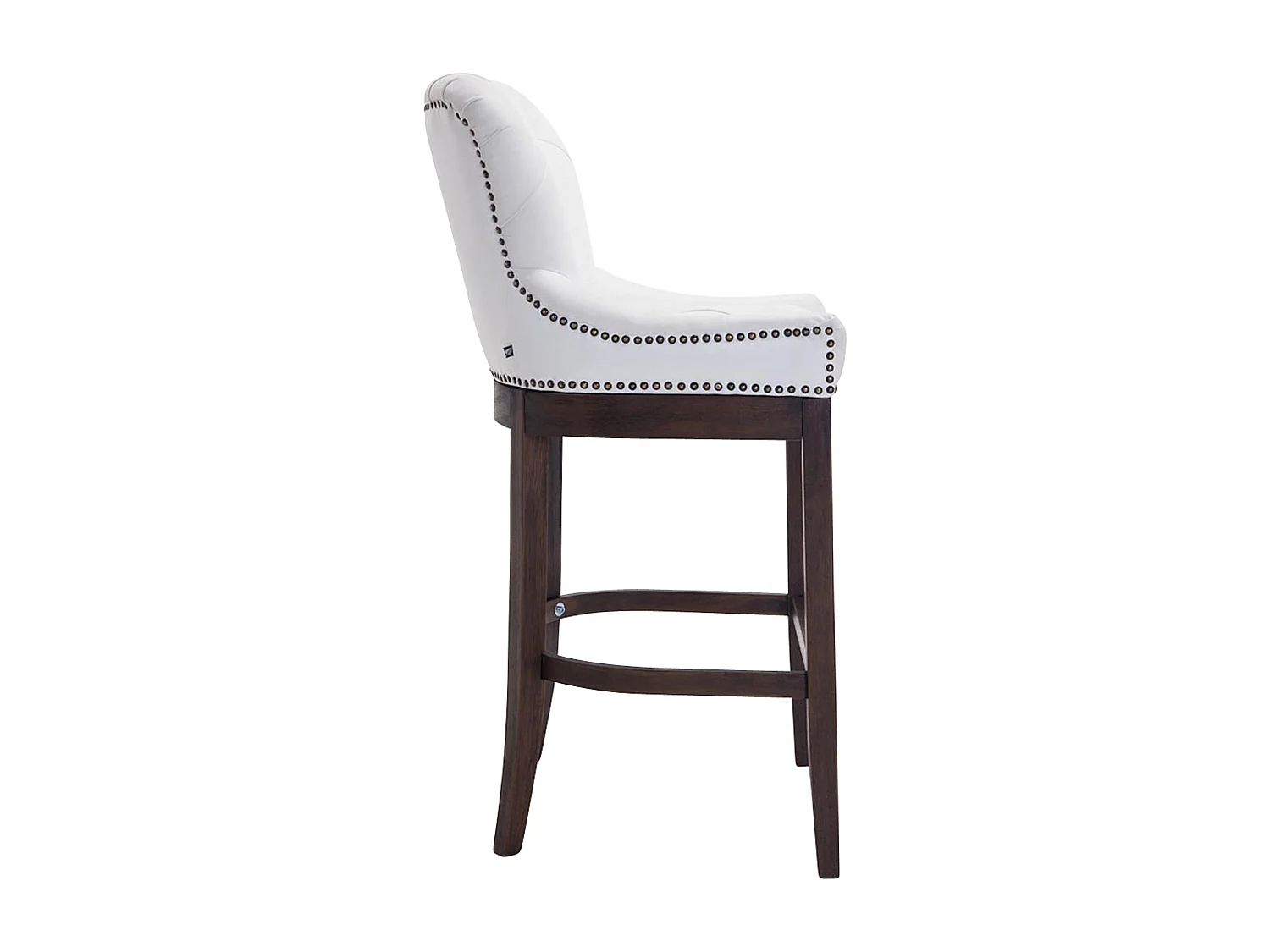 Tabouret de bar - Véritable cuir & Bois - Blanc - Lakewood