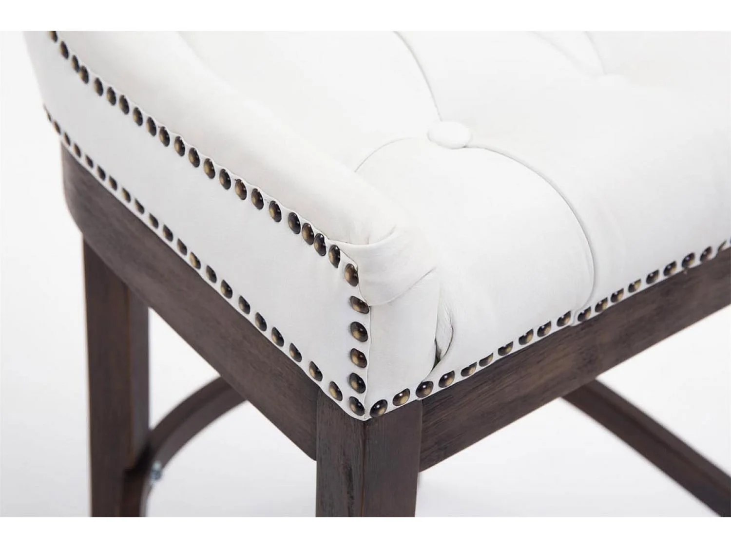 Tabouret de bar - Véritable cuir & Bois - Blanc - Lakewood