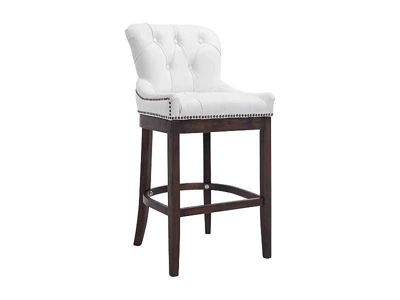 Tabouret de bar - Véritable cuir & Bois - Blanc - Lakewood