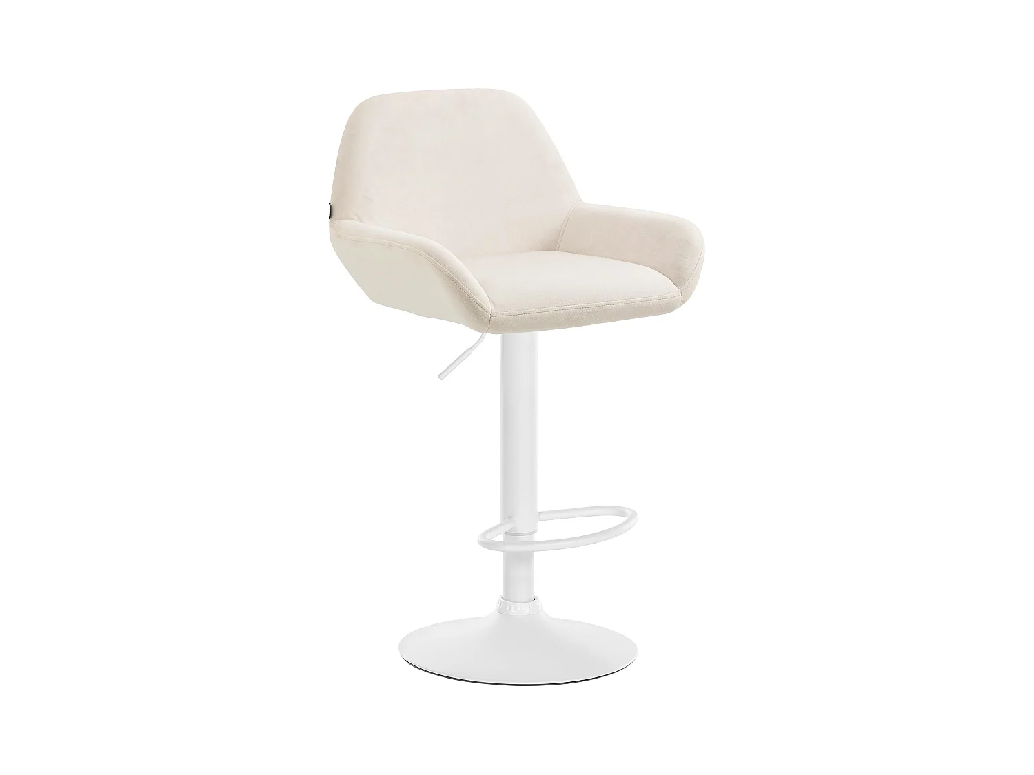 Tabouret de bar - Velours & Blanc - Crème - Braga