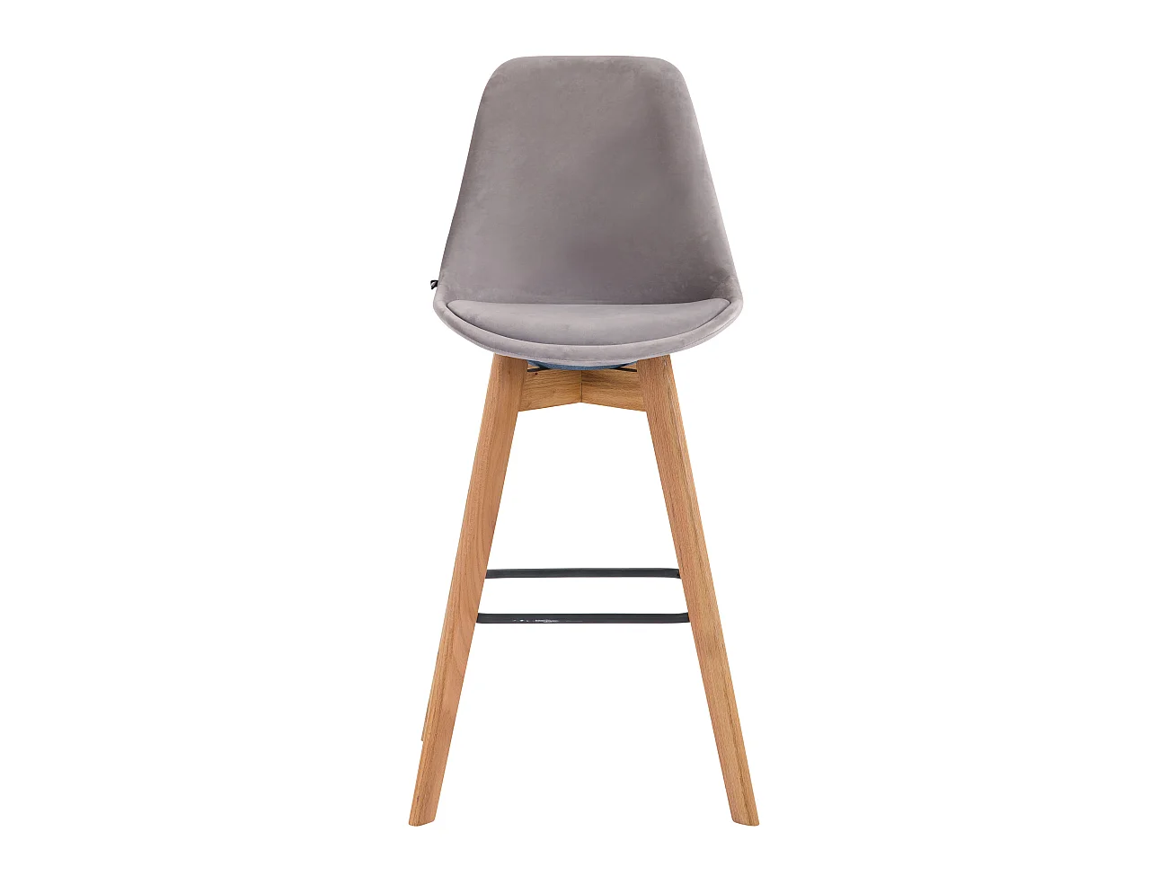 Tabouret de bar - Velours & Bois - Gris - Metz