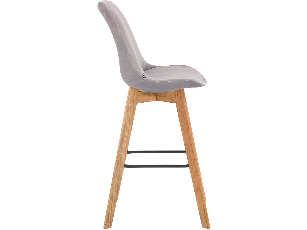 Tabouret de bar - Velours & Bois - Gris - Metz