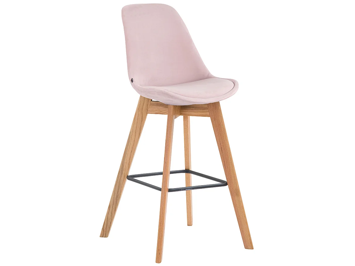 Tabouret de bar - Velours & Bois - Rose - Metz