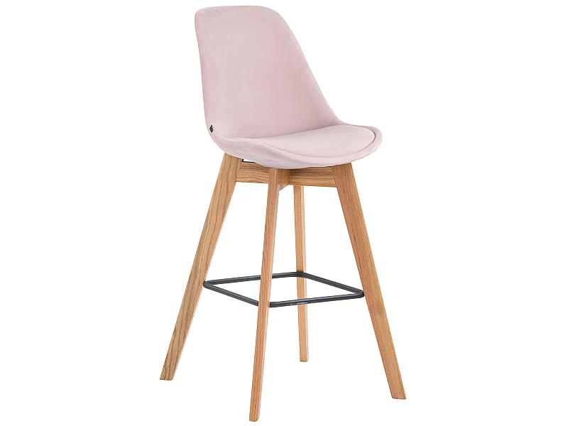 Tabouret de bar - Velours & Bois - Rose - Metz