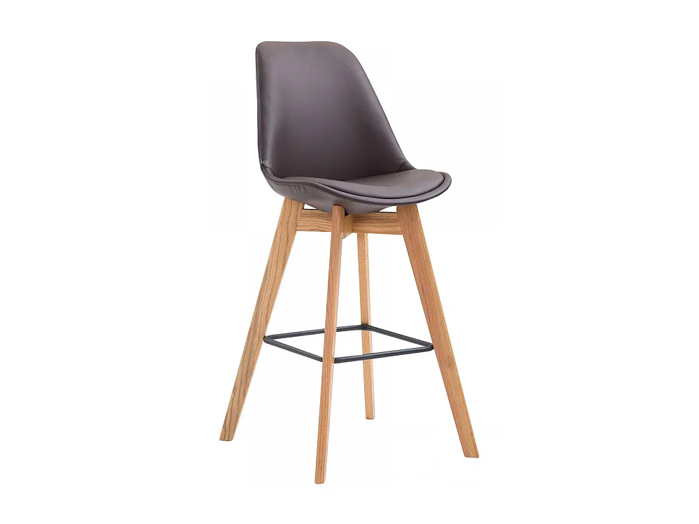 Tabouret de bar - Similicuir & Bois - Marron - Metz