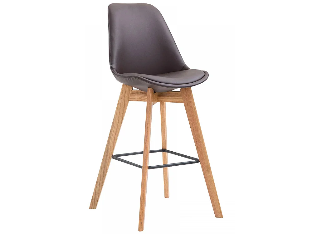 Tabouret de bar - Similicuir & Bois - Marron - Metz