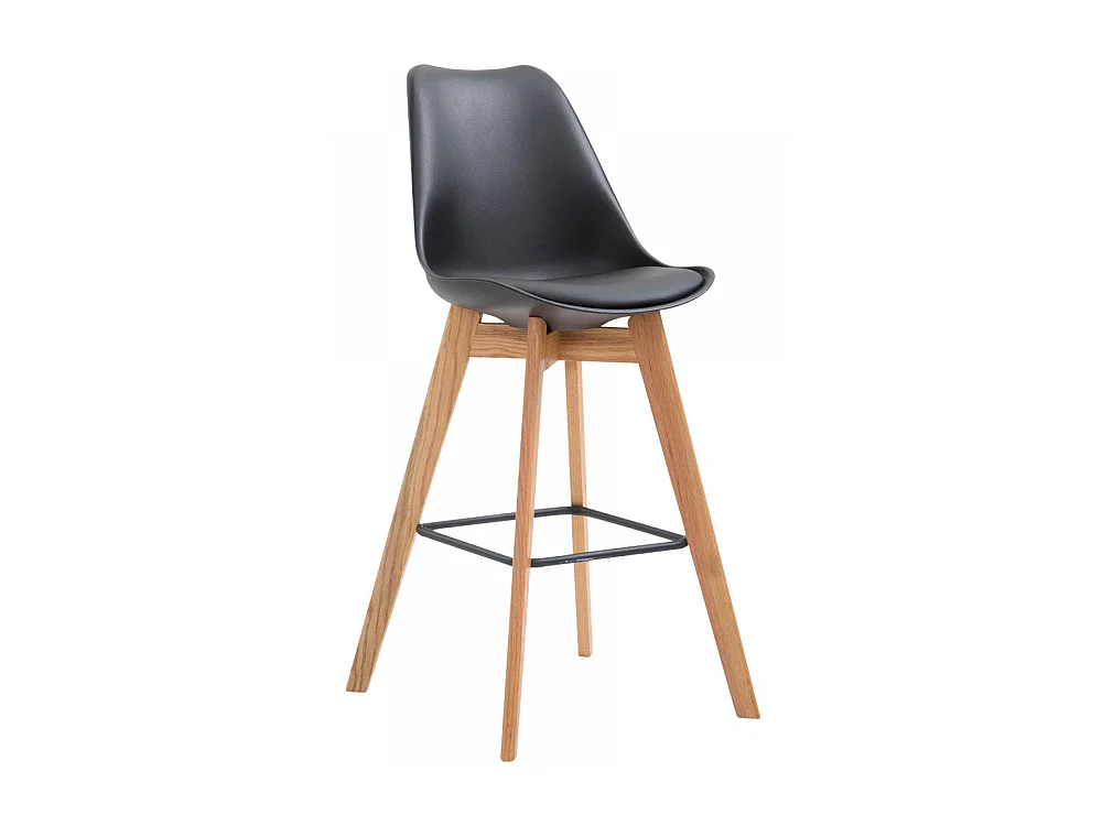 Tabouret de bar - Plastique & Bois - Noir - Metz