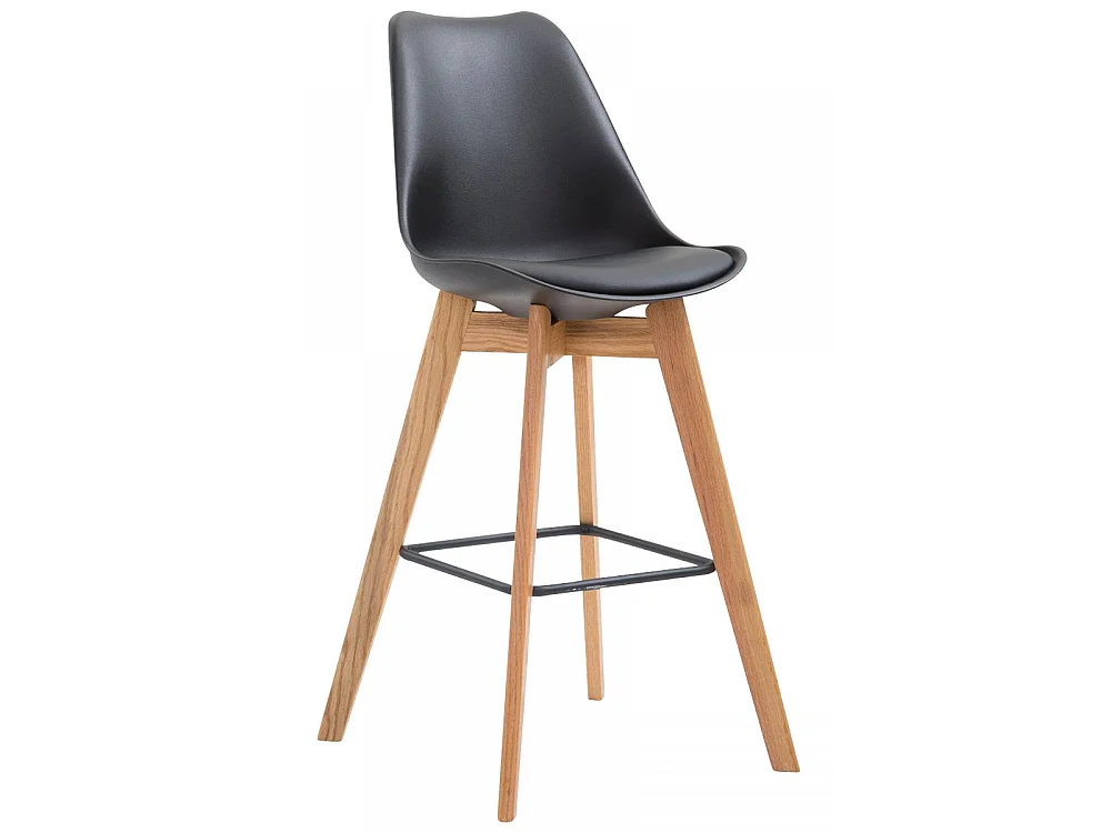 Tabouret de bar - Plastique & Bois - Noir - Metz