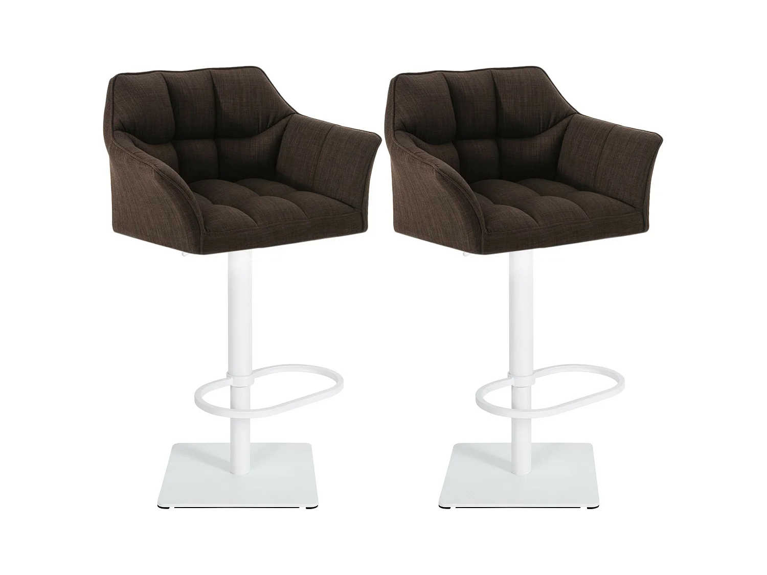 Lot de 2  Tabouret de bar - Tissu & Blanc - Marron - Damaso