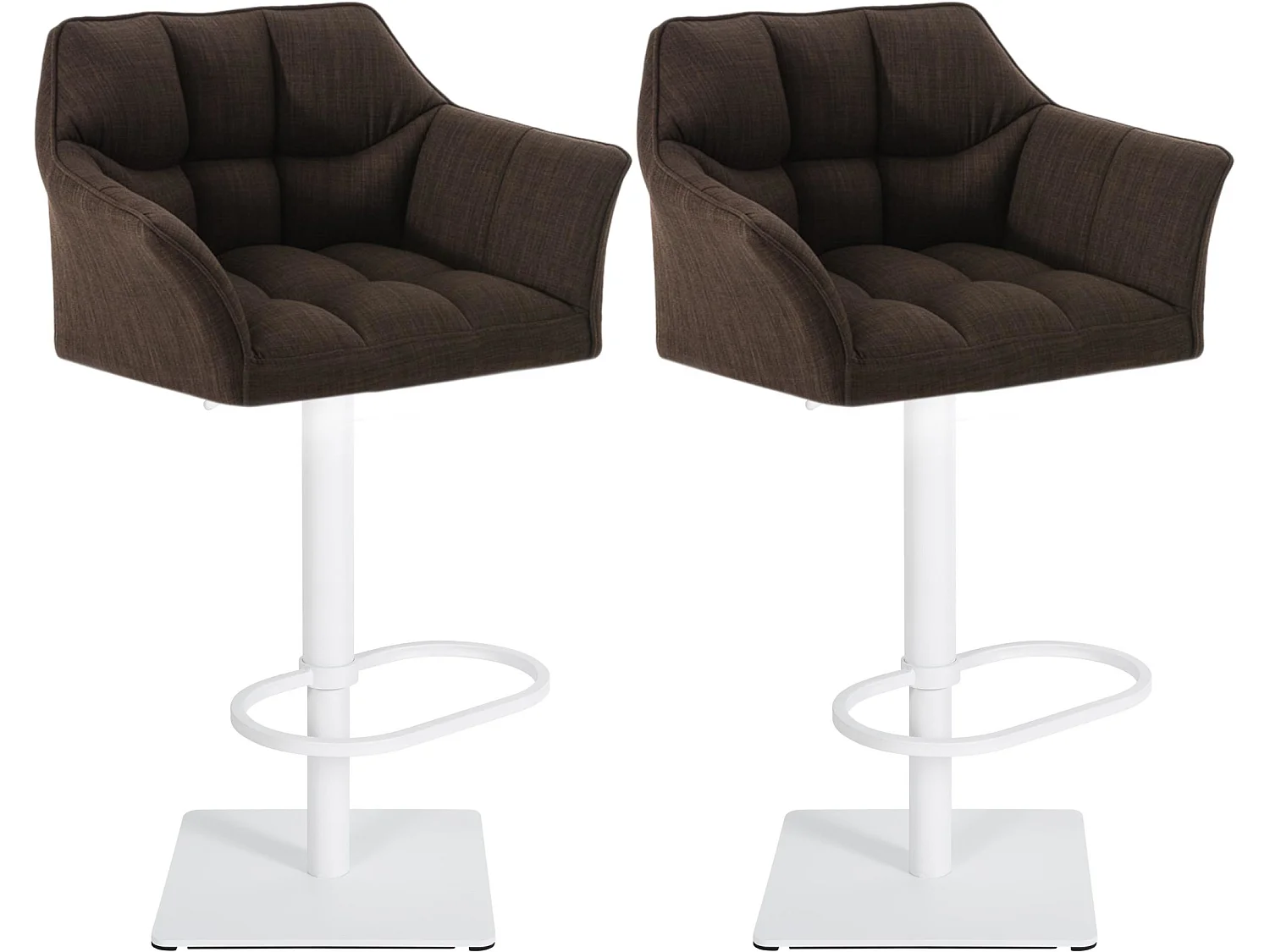 Lot de 2  Tabouret de bar - Tissu & Blanc - Marron - Damaso