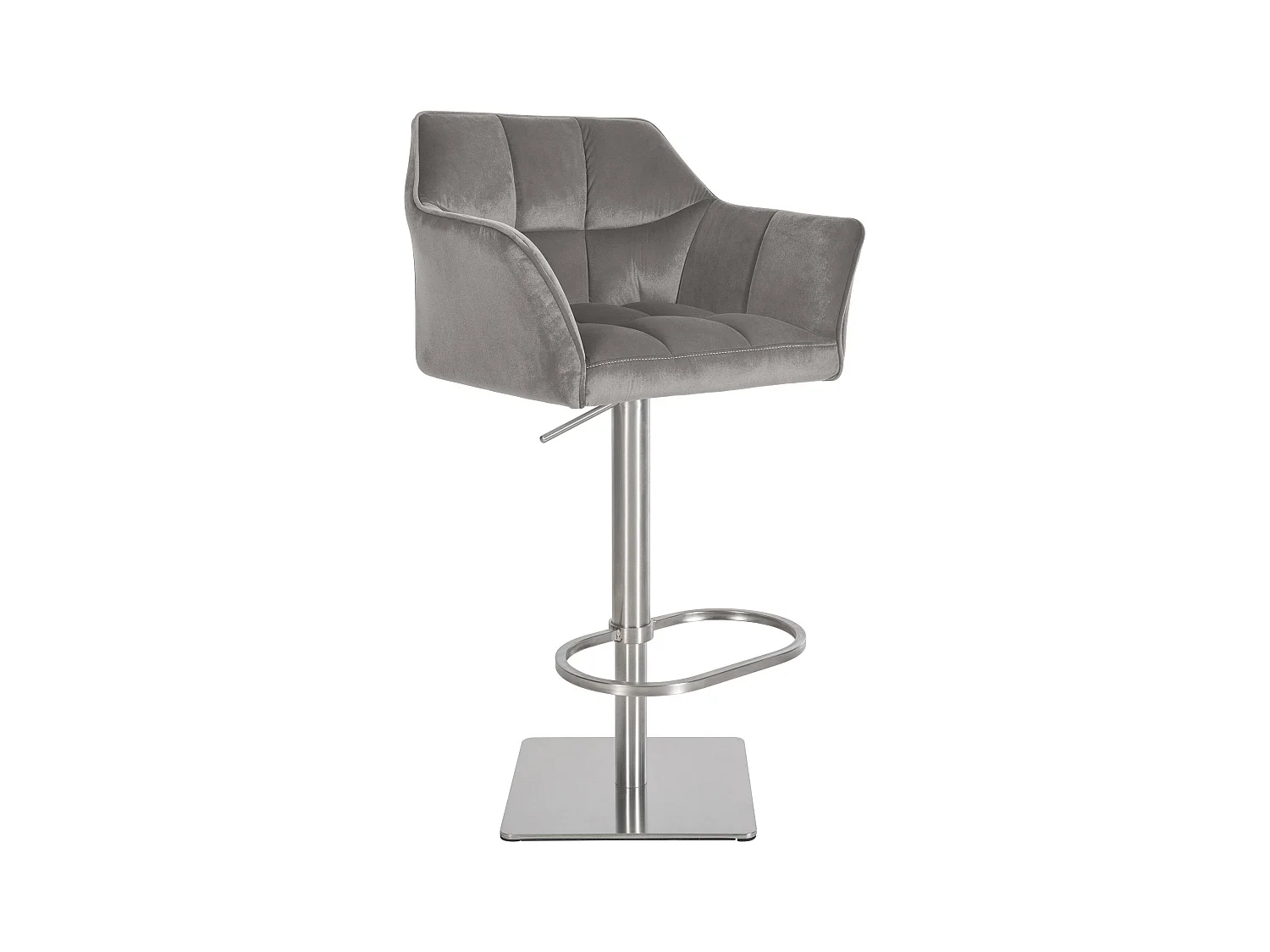 Tabouret de bar - Velours & Acier inoxydable - Gris - Damaso