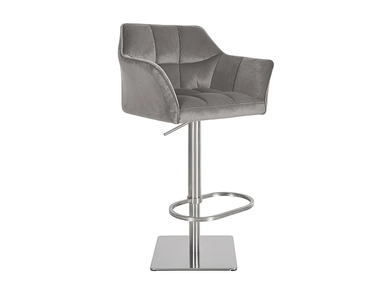 Tabouret de bar - Velours & Acier inoxydable - Gris - Damaso