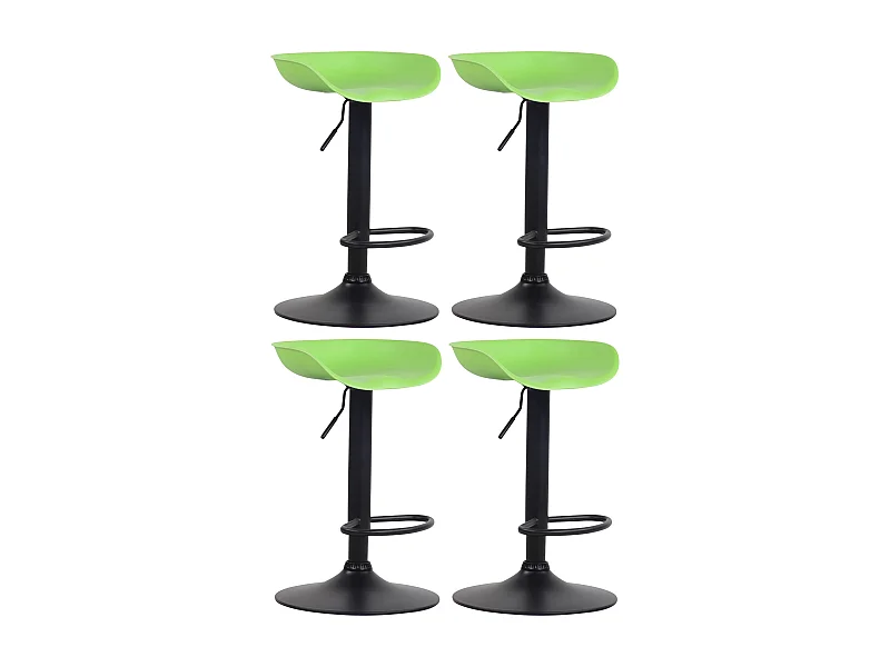 Lot de 4  Tabouret de bar - Plastique & Métal - Vert - Anaheim
