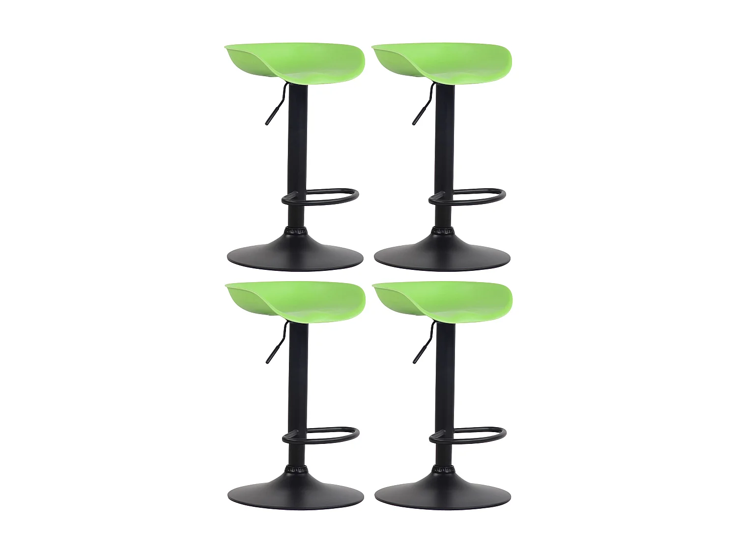 Lot de 4  Tabouret de bar - Plastique & Métal - Vert - Anaheim